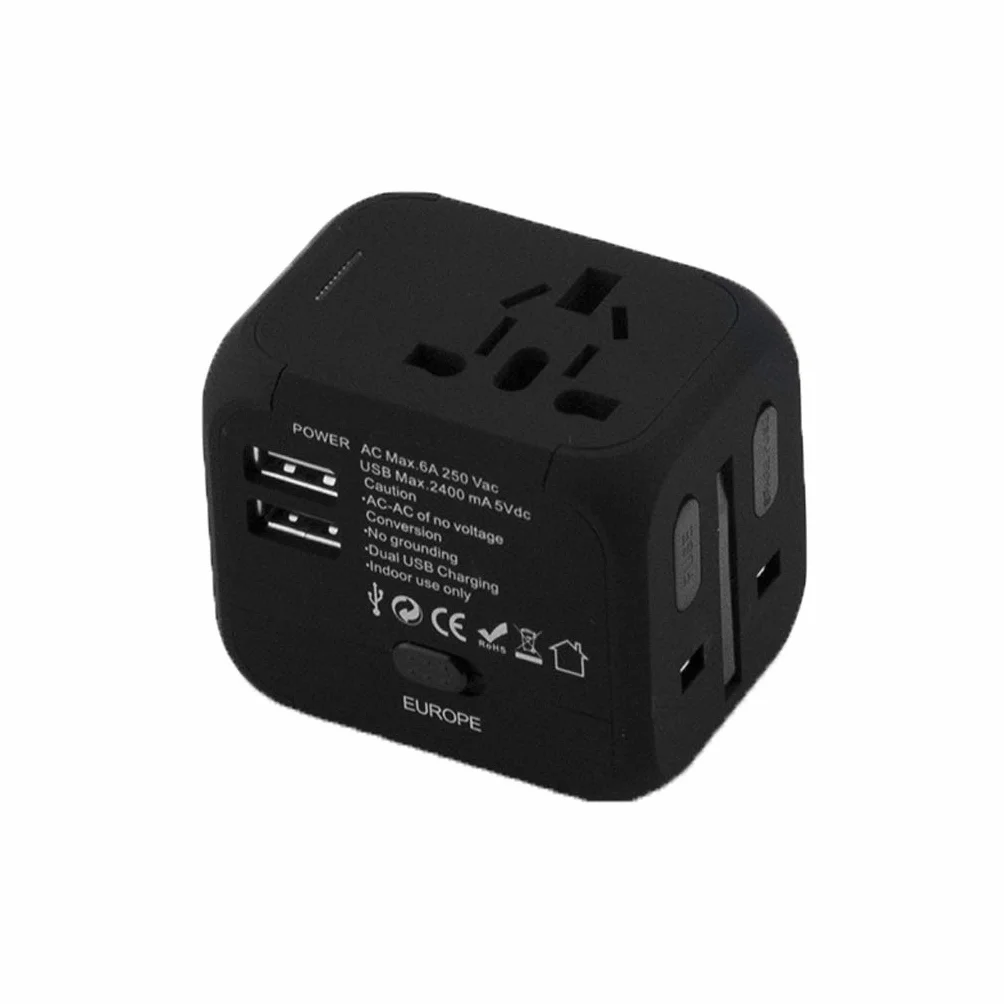 Międzynarodowy zasilacz, ogólnoświatowy adapter podróży, Uniwersalna adapter wtykowy z 2 Usb. Porty bardzo odpowiednie do podróży (Color : D, Rozmiar : 5 * 5.7 * 6.5cm)