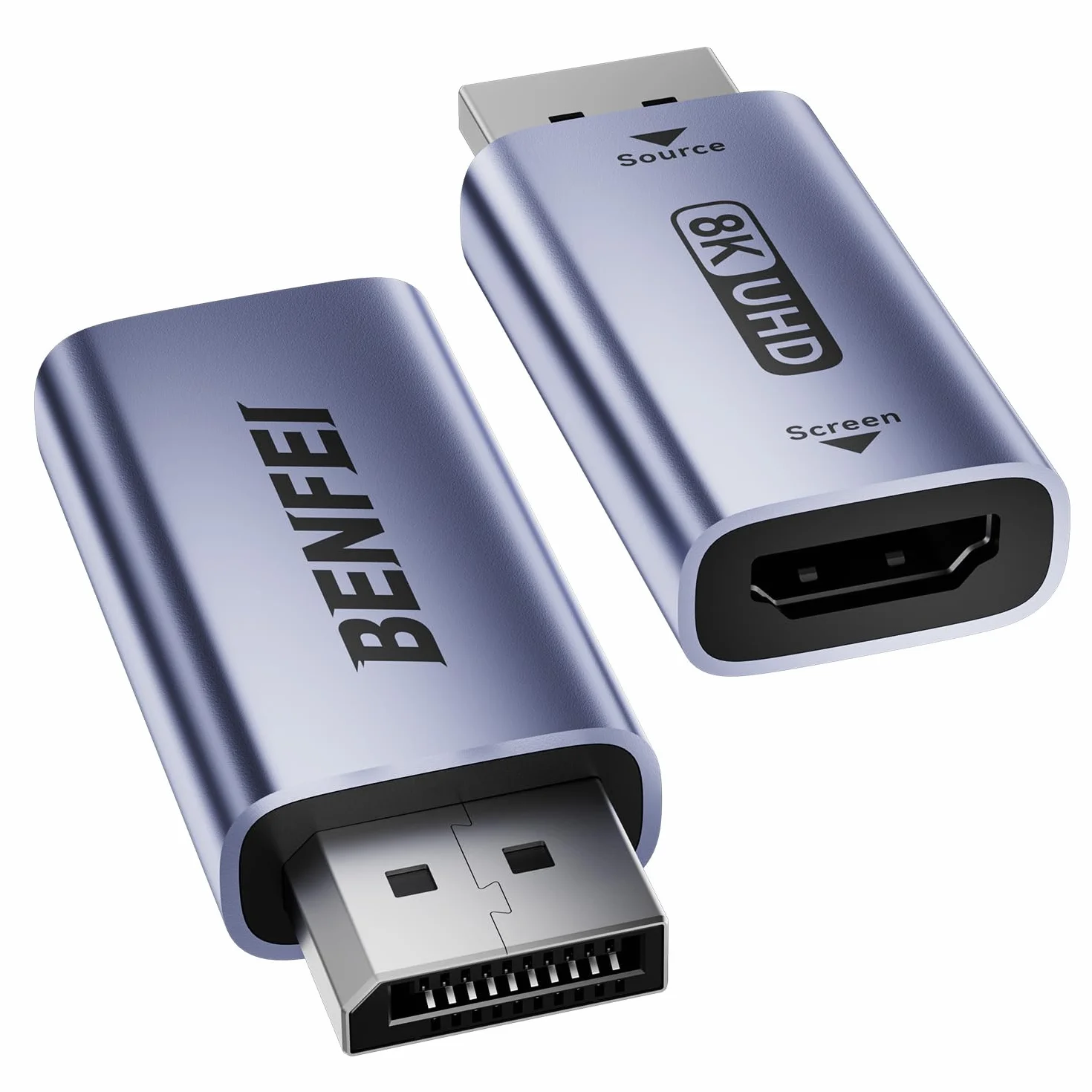 BENFEI Adapter DisplayPort 1.4 do HDMI 2.1, 8K@60Hz/4K@240Hz/1080P@480Hz, jednokierunkowy DP do HDMI dla monitora do gier, TV, AMD, NVIDIA