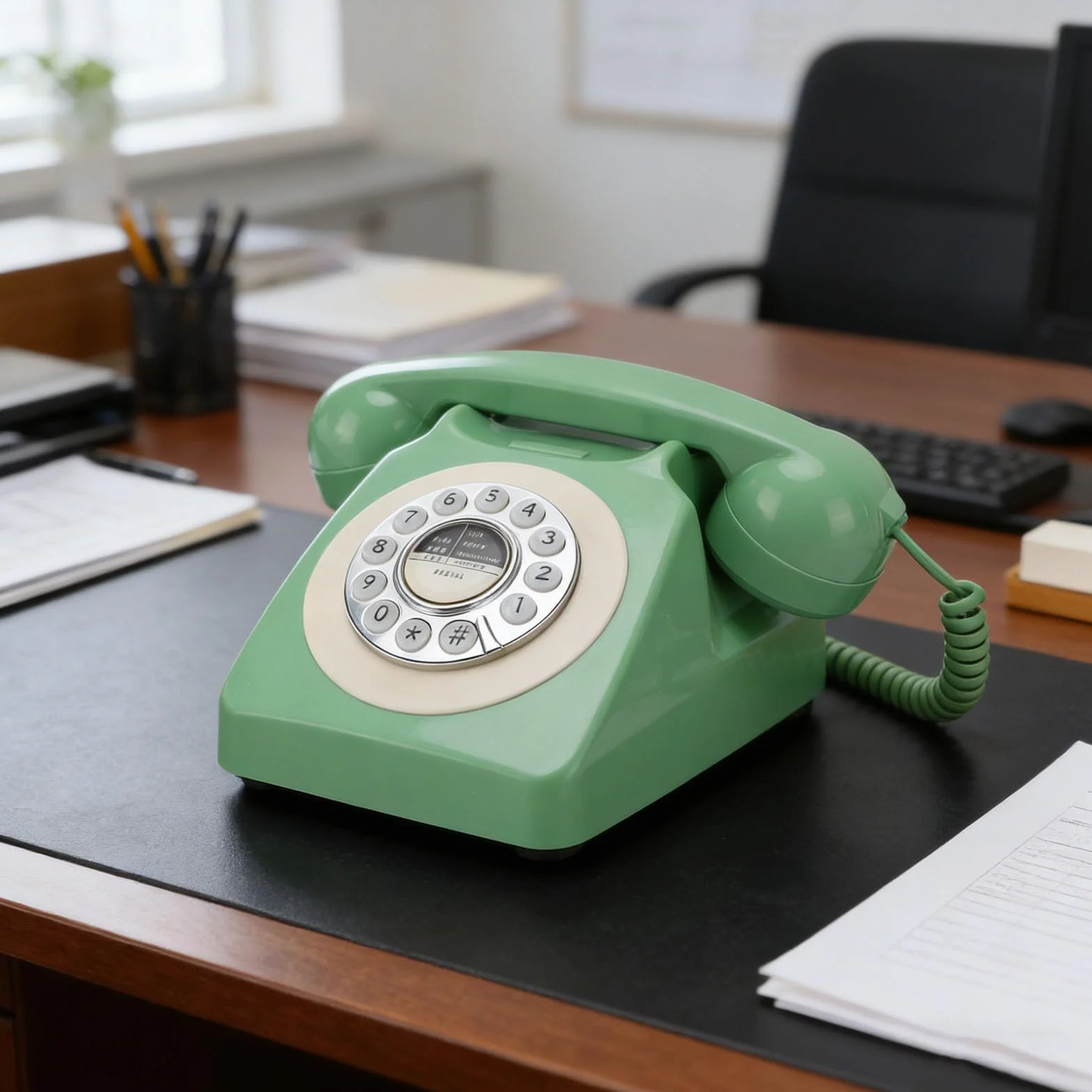 Tosuny Telefon Stacjonarny w Stylu Retro, Klasyczny Przewodowy Telefon Stacjonarny z możliwością Ponownego Wybierania, Przełączanie Impulsowe/tonowe, Nie Wymaga Baterii, do Domowego Biura