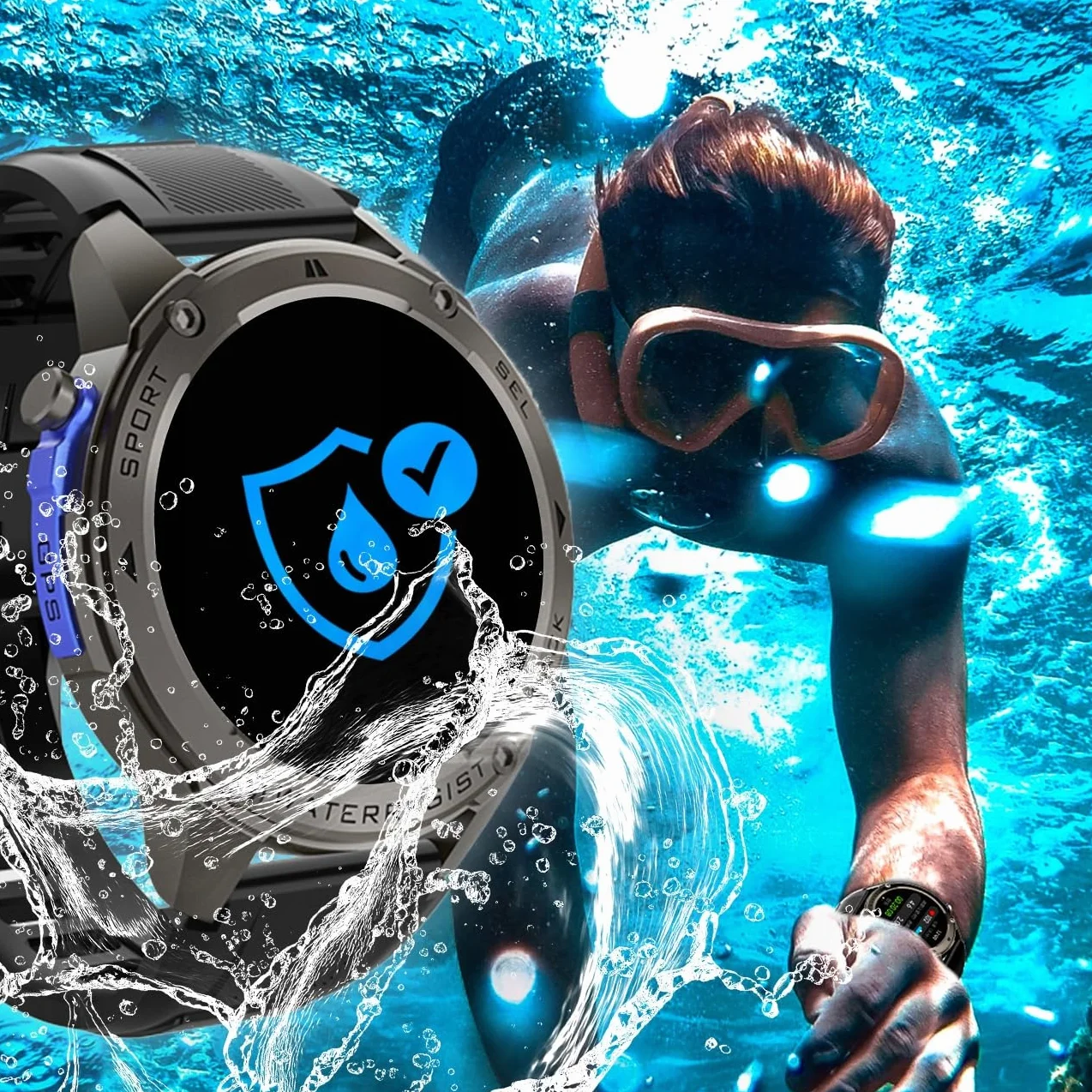 SMARTWATCH MĘSKI GPS WODOODPORNY IP69 MENU PL SPORT ROZMOWY SMART WATCH PL