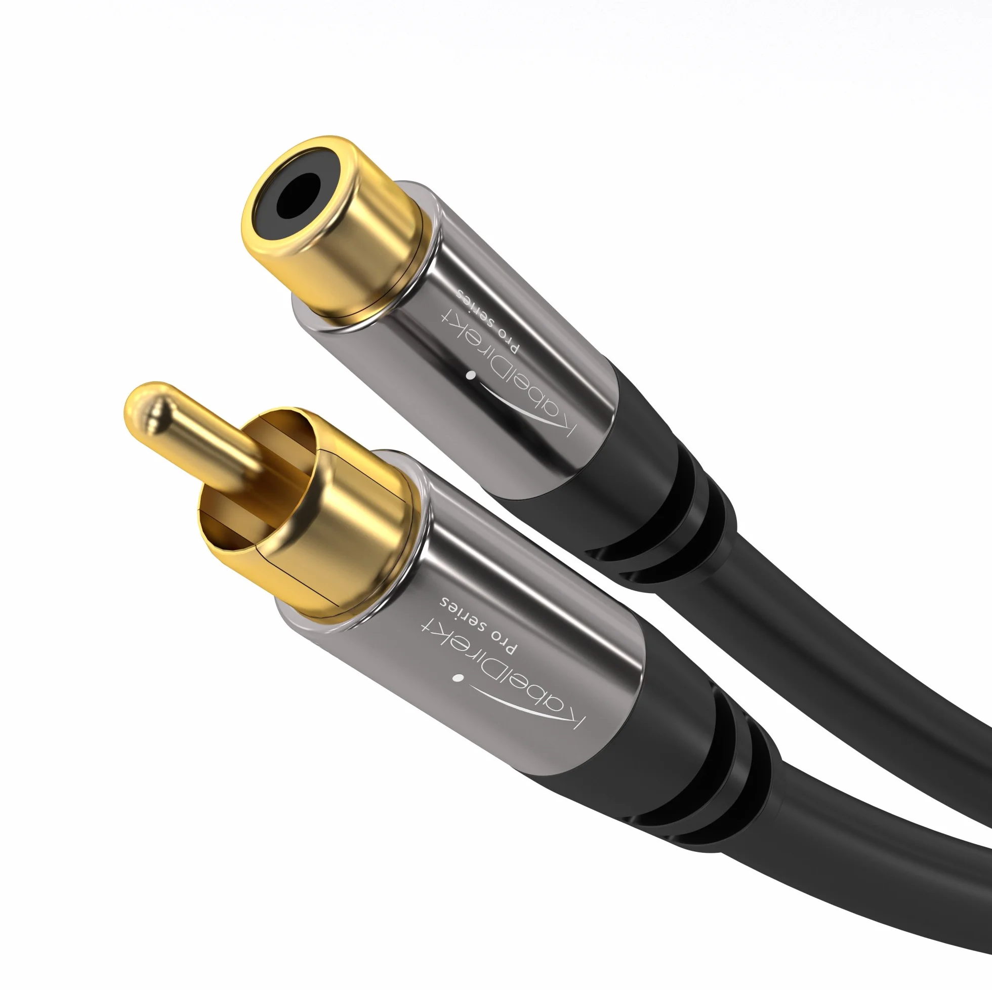 KabelDirekt – Kabel przedłużający Cinch – 1 m – Nietłukący kabel hybrydowy zapewniający doskonałą jakość dźwięku (Subwoofer/Audio, wtyczki RCA do gniazda, wzmacniacz/HiFi, analogowy i cyfrowy)