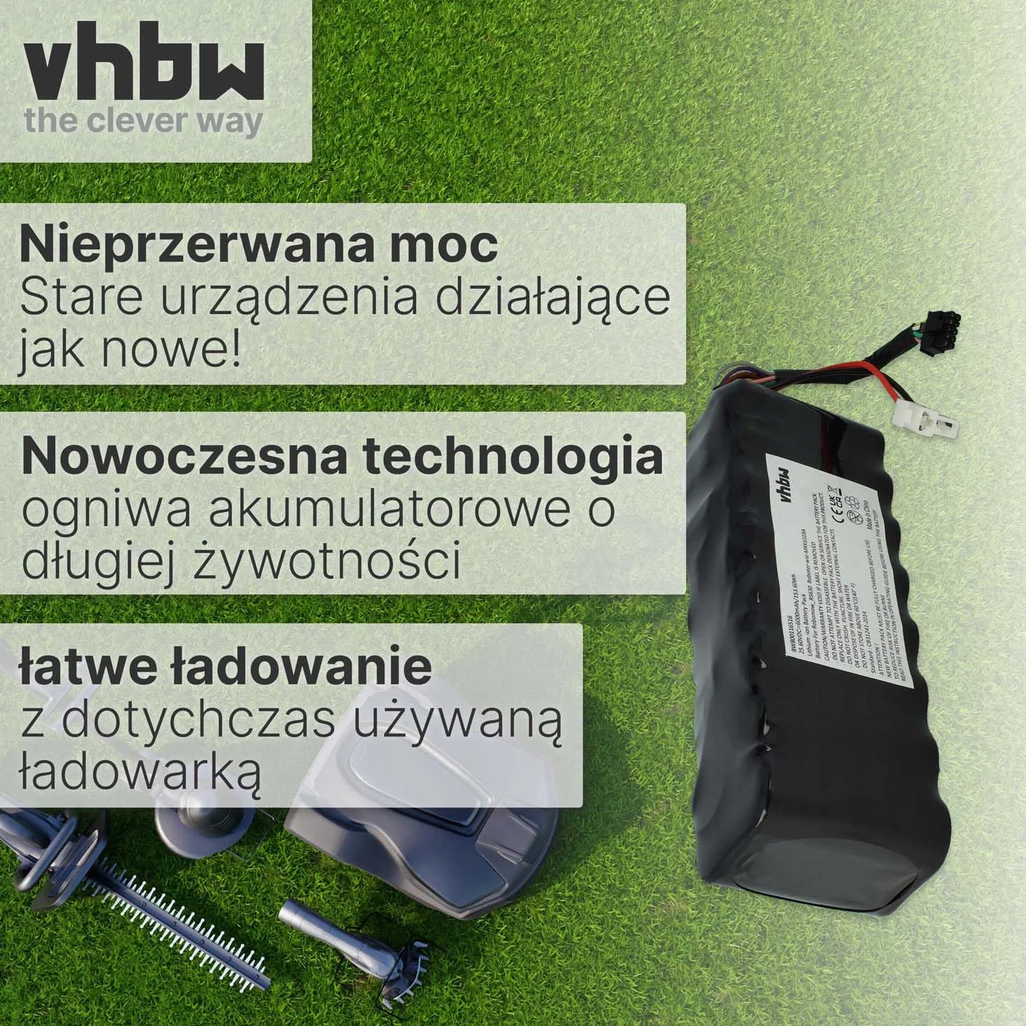 vhbw Akumulator do kosiarki Robomow RS615 Pro RS615U RS625 Pro 6000 mAh 25,6 V litowo-jonowy