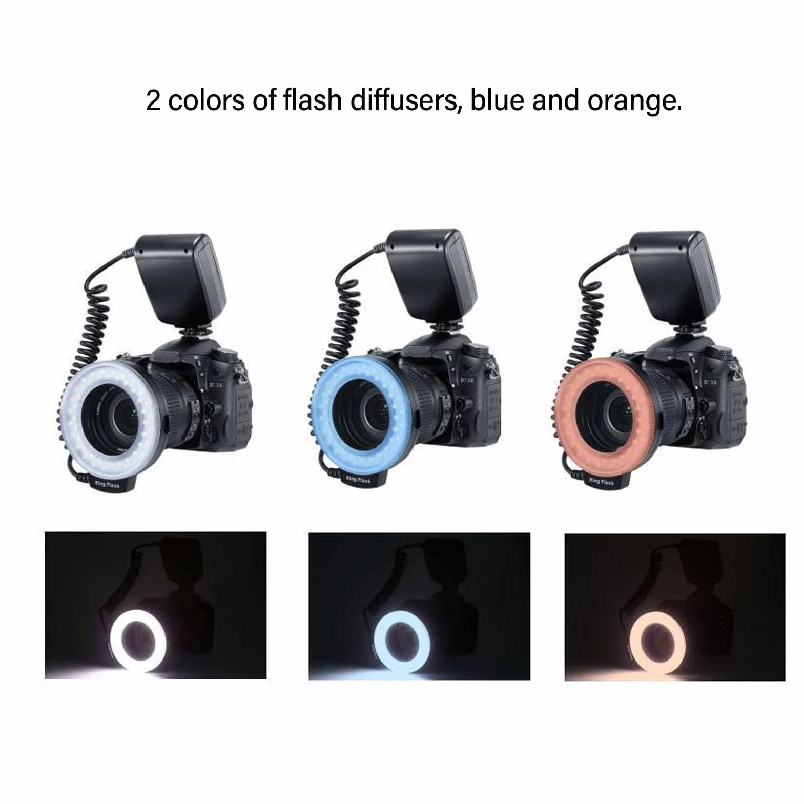 Pierścieniowa Błyskowa LED Do Makrofotografii, 3000k-15000k 48led Pierścieniowa Błyskowa Makrofotografii Z Wyświetlaczem Lcd, 9 Pierścieniami Pośrednimi I 2 Dyfuzorami