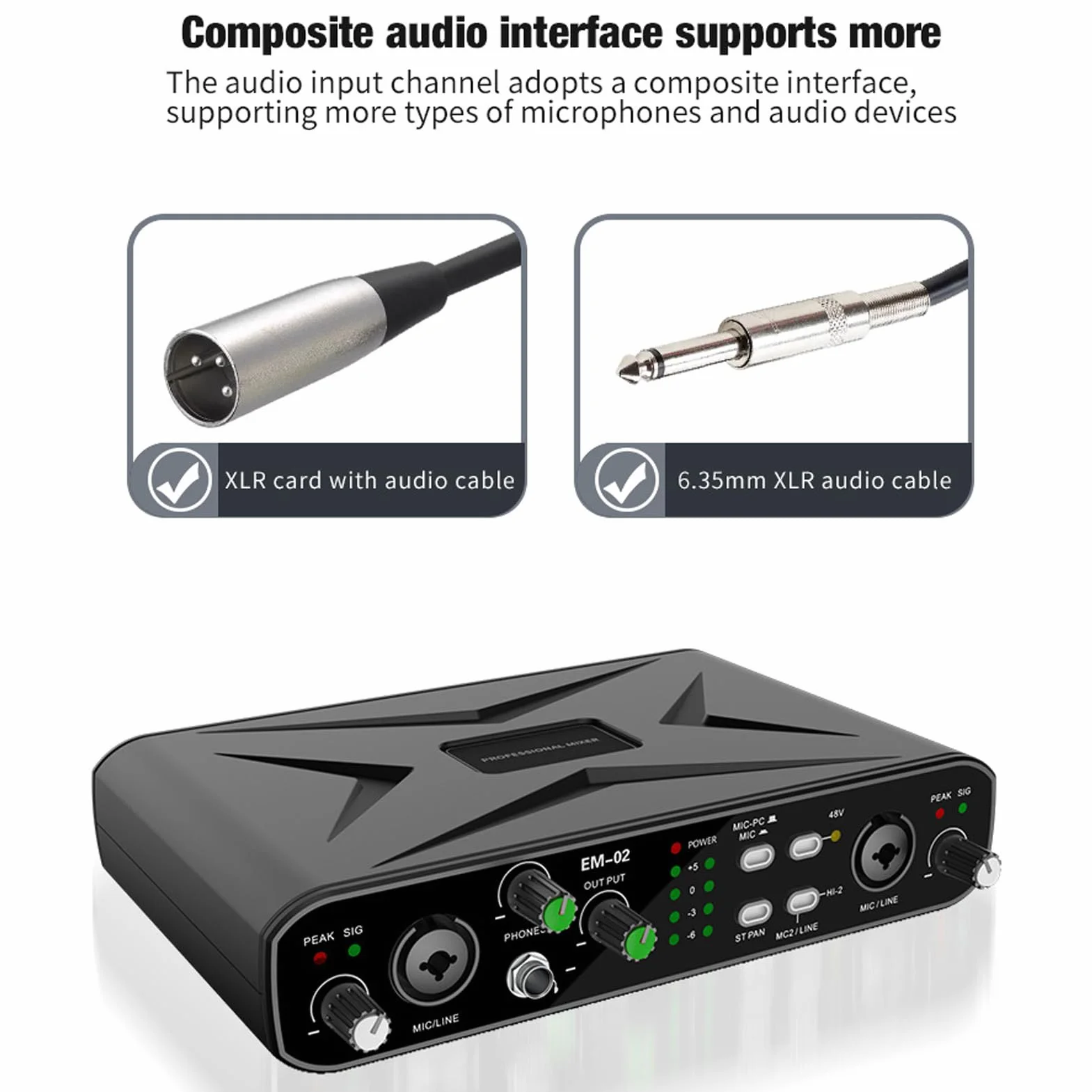 Asixxsix Zewnętrzna karta dźwiękowa USB, karta dźwiękowa USB z przedwzmacniaczem mikrofonowym, typu Plug and Play, mikser, szybki interfejs TYPE C, do transmisji na żywo, karaoke
