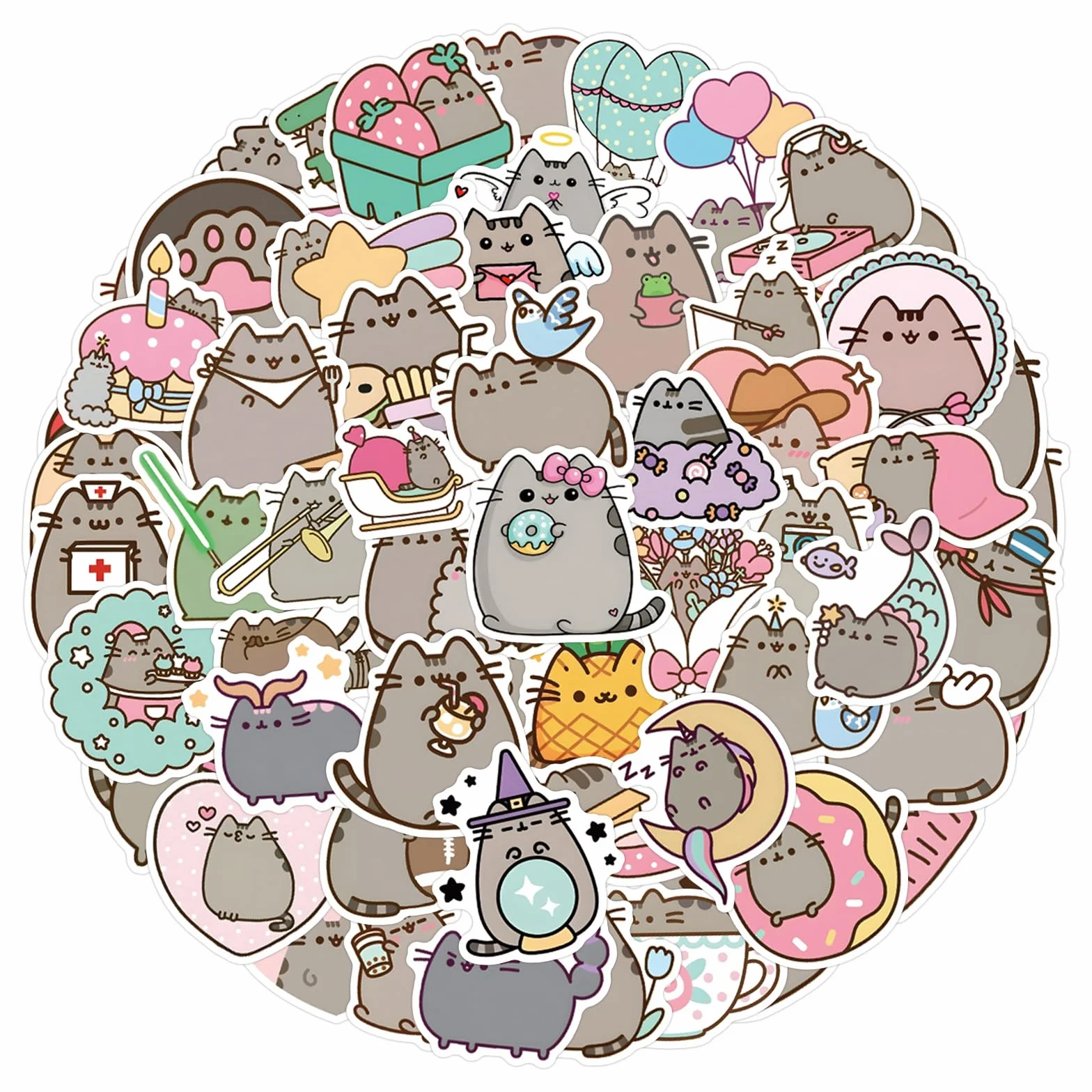 Fat Kitten naklejki winylowe wodoodporne 100 sztuk motyw kota na laptopa scrapbooking