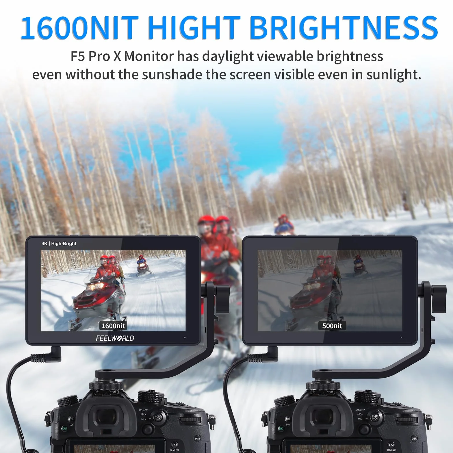 FEELWORLD F5 PRO X 1600 nits kamera monitor, 5,5 cala HDR IPS Field DSLR 1920 x 1080FHD ekran dotykowy z baterią 2800 mAh i etui, 4K 60 Hz HDMI 3D LUT Waveform Peaking Focus Zebra
