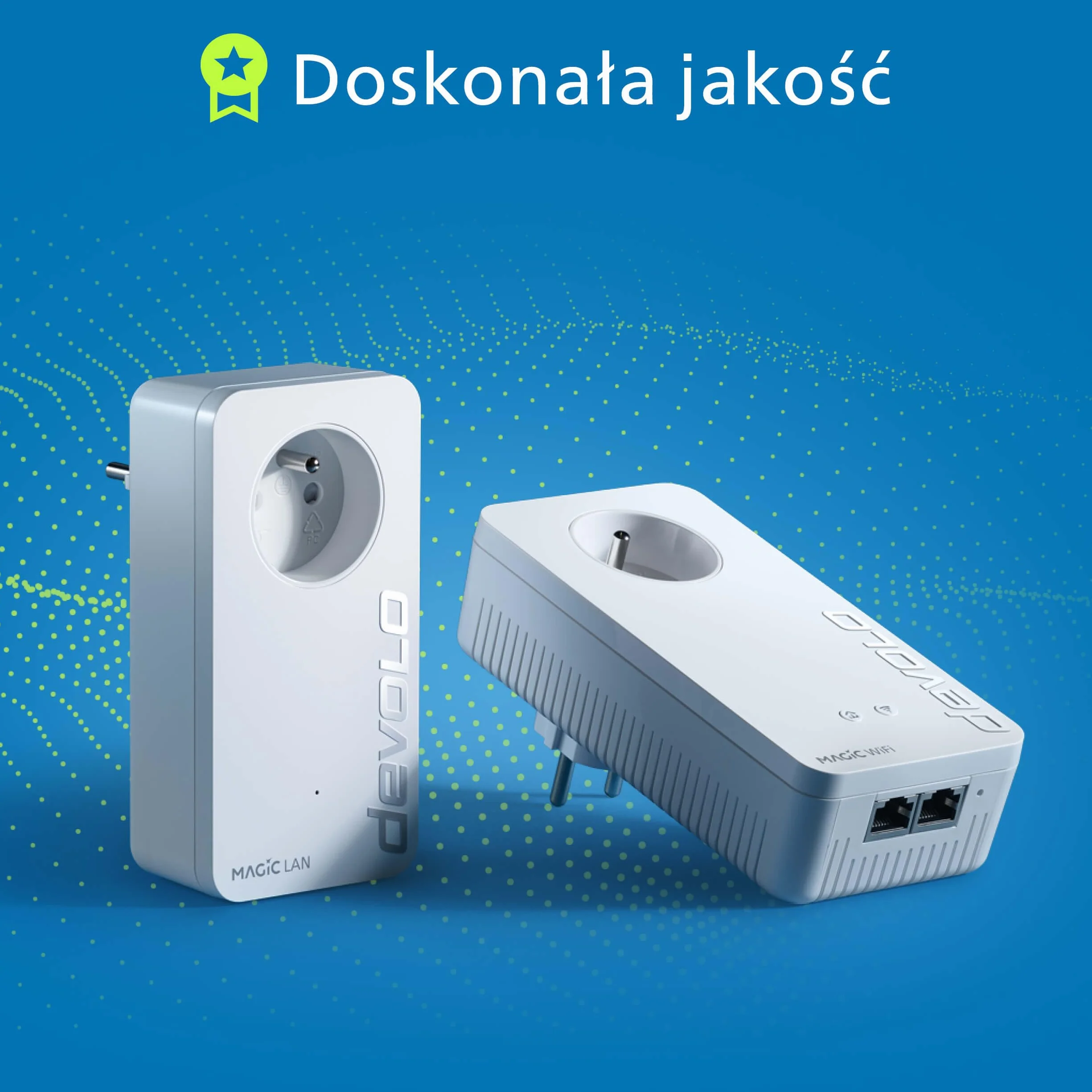 devolo Magic 2 WiFi 6 next Starter Kit, adapter Powerline Wi-Fi, do 3 000 Mbit/s przez Wi-Fi 6, gniazdkowy adapter Wi-Fi, 2x port Gigabit LAN, biały