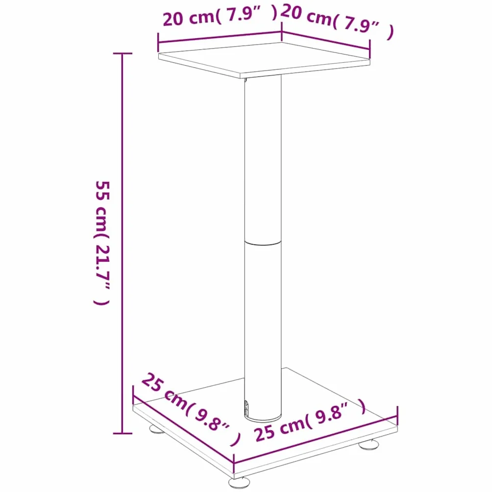 Stojak na głośniki, 2 sztuki, srebrny z hartowanym szkłem, aluminiowa kolumna o wysokości 55 cm, antypoślizgowa, z zarządzaniem kablami, do kina domowego, salonu, studia