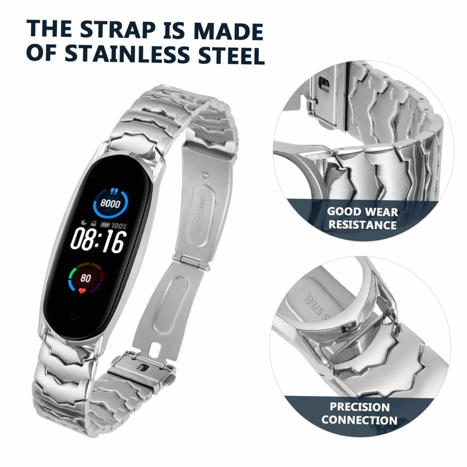BESTonZON 3kawałki Metalowy Pasek Do Smartbandów Kompatybilny z Mi Band Elegancki i Trwały Wykonany Ze Stali Nierdzewnej Idealny Dla Bliskich