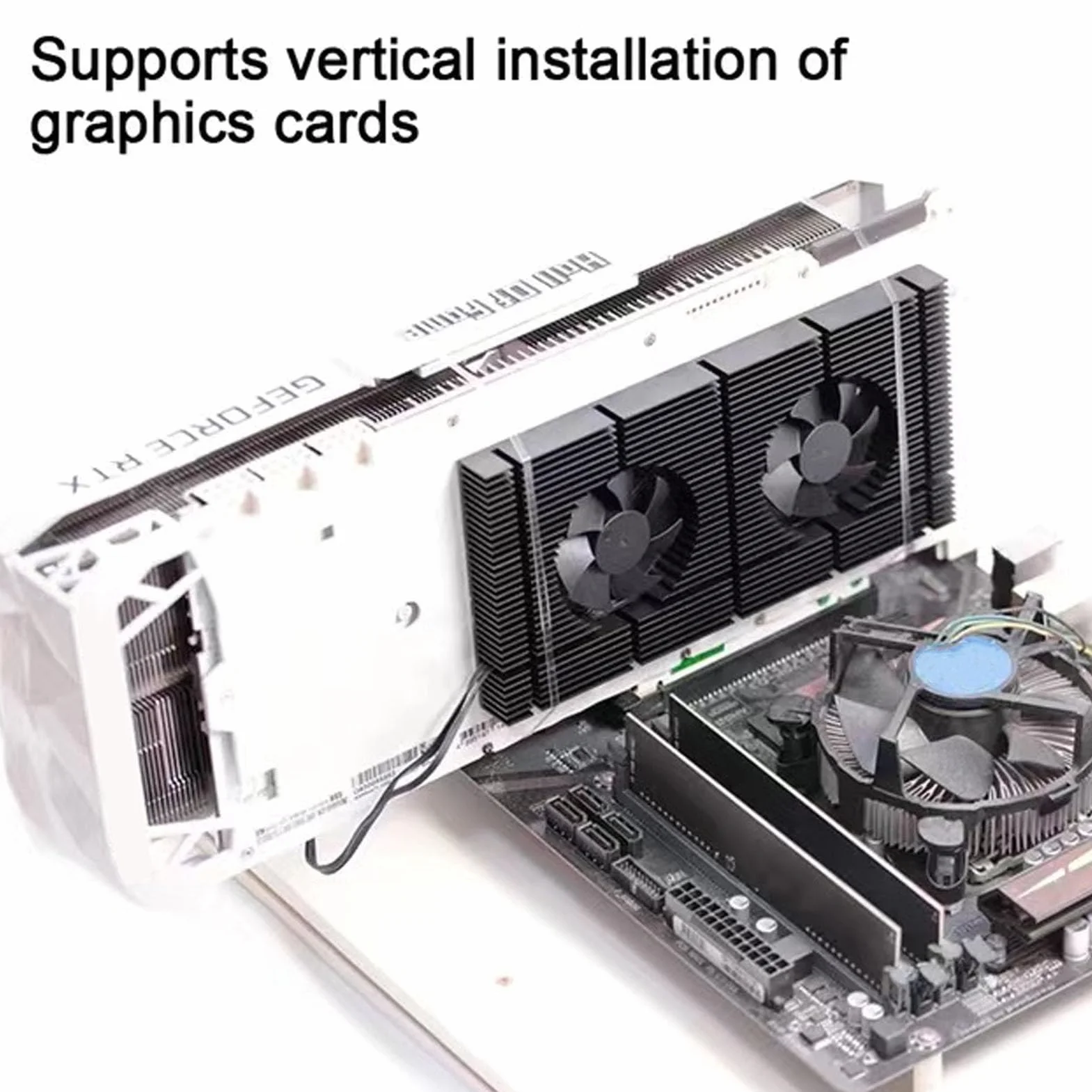Jectse Podwójny Wentylator PWM Radiator VRAM Regulacja Prędkości Płyta Montażowa Chłodnica Pamięci dla Chłodnicy 3080 3070, Chłodnica Chłodząca z płytą tylną GPU (Podkładka 0,5 mm 600)