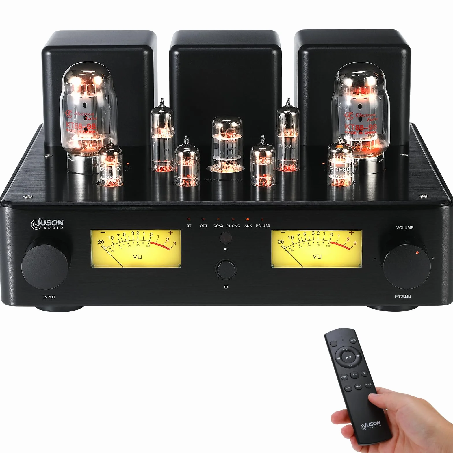 Juson Audio FTA88 Upgrade KT88 wzmacniacz rurowy zaworu, klasa A, wzmacniacz próżniowy HiFi z BT 5.0 Mosfet, jednokierunkowy, podwójny pilot zdalnego sterowania, aptX-HD