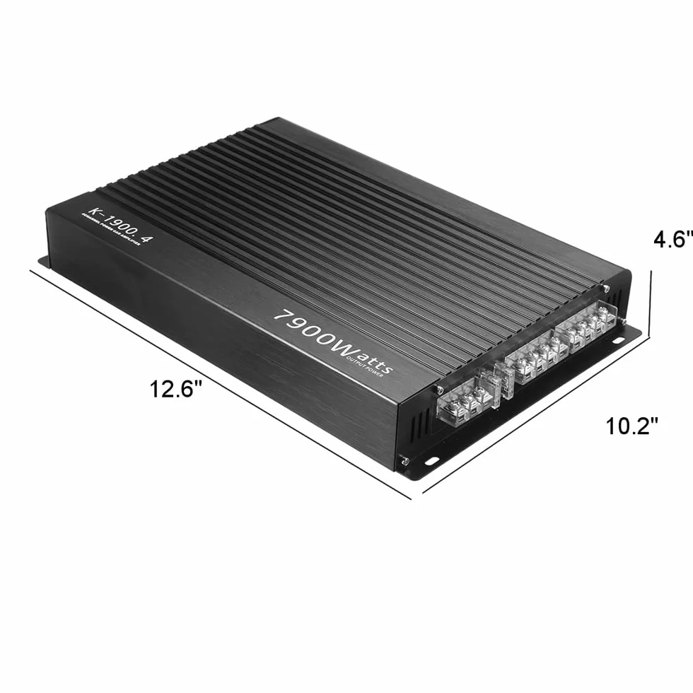 Shkalacar Samochodowy wzmacniacz mocy stereo klasy A/B, 4-kanałowy wzmacniacz mocy audio, 7900 W, wzmacniacz wysokiej mocy, czterodrożny 12,0 V