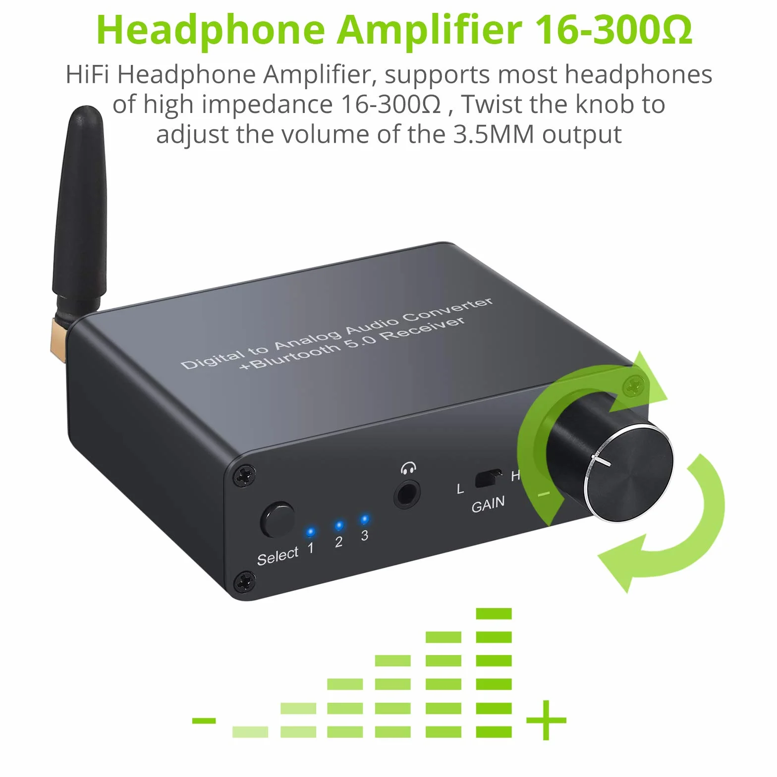 LiNKFOR DAC konwerter audio Bluetooth V5.0 192 kHz ze wzmacniaczem słuchawkowym