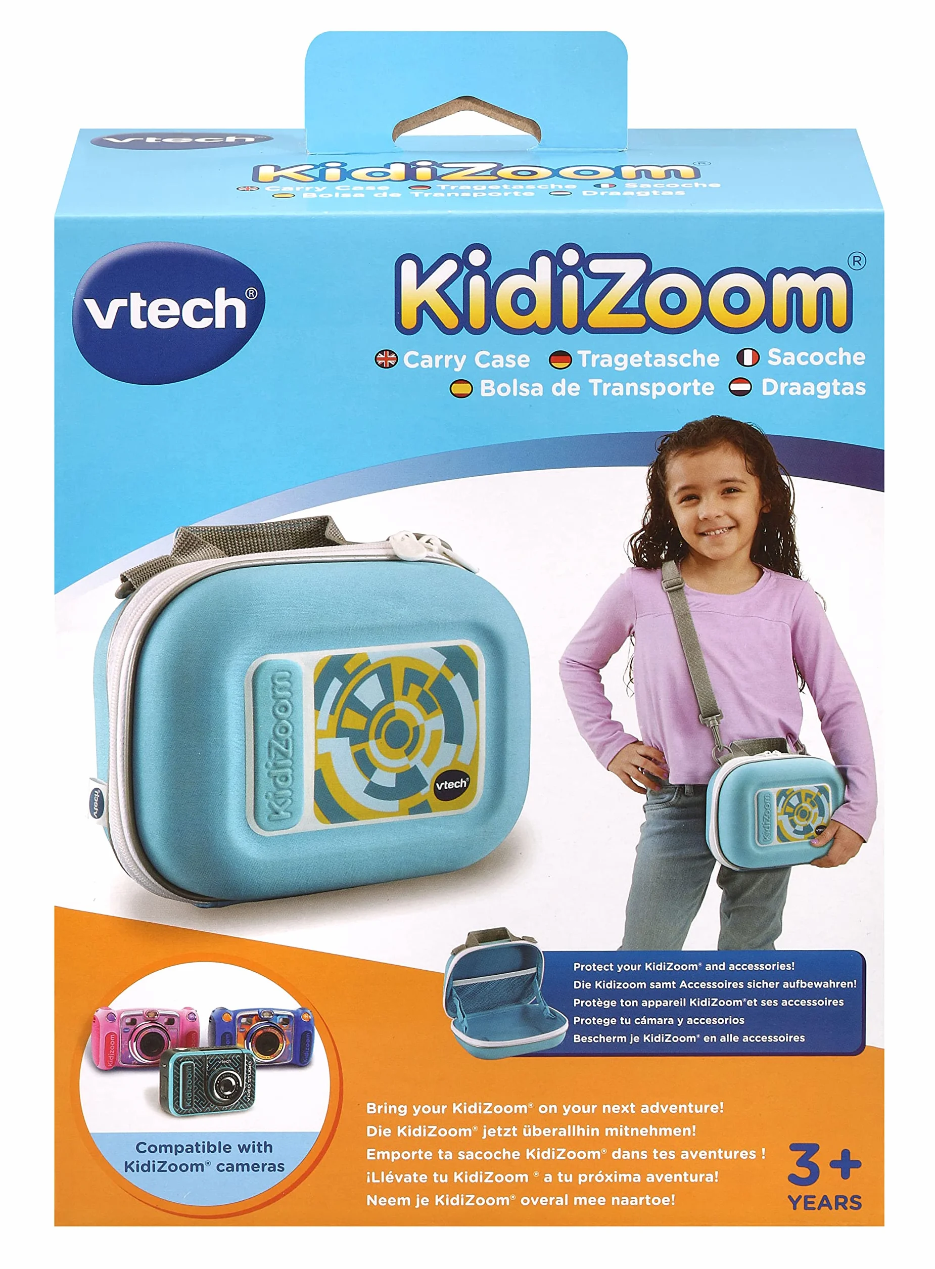 VTech Kidizoom etui na aparat, przenośne twarde etui dla dzieci, akcesoria do aparatu cyfrowego dla dzieci, odpowiednie dla dziewcząt i chłopców od 3, 4, 5+ lat, niebieskie