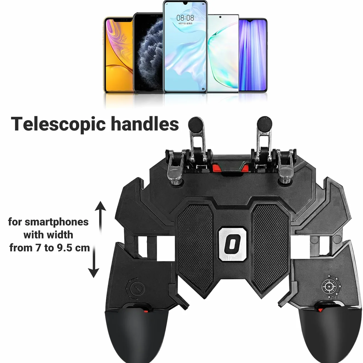 Ozkak Mobilny kontroler do smartfona, gamepad, uproszczony, przenośny, 4 spusty, L1R1, L2R2, uniwersalny do PUBG COD, Android, iOS, iPhone, Samsung, Huawei, telefonów komórkowych o szerokości od 7 do
