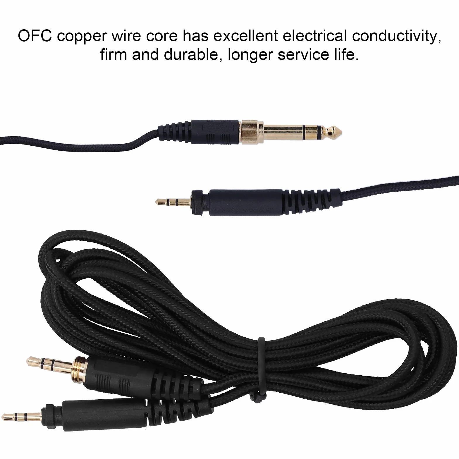 ciciglow Kabel audio do słuchawek, 2,5 mm do 3,5 mm / 6,35 mm złącze kabla audio do słuchawek Aux dla SRH440 / SHP9000