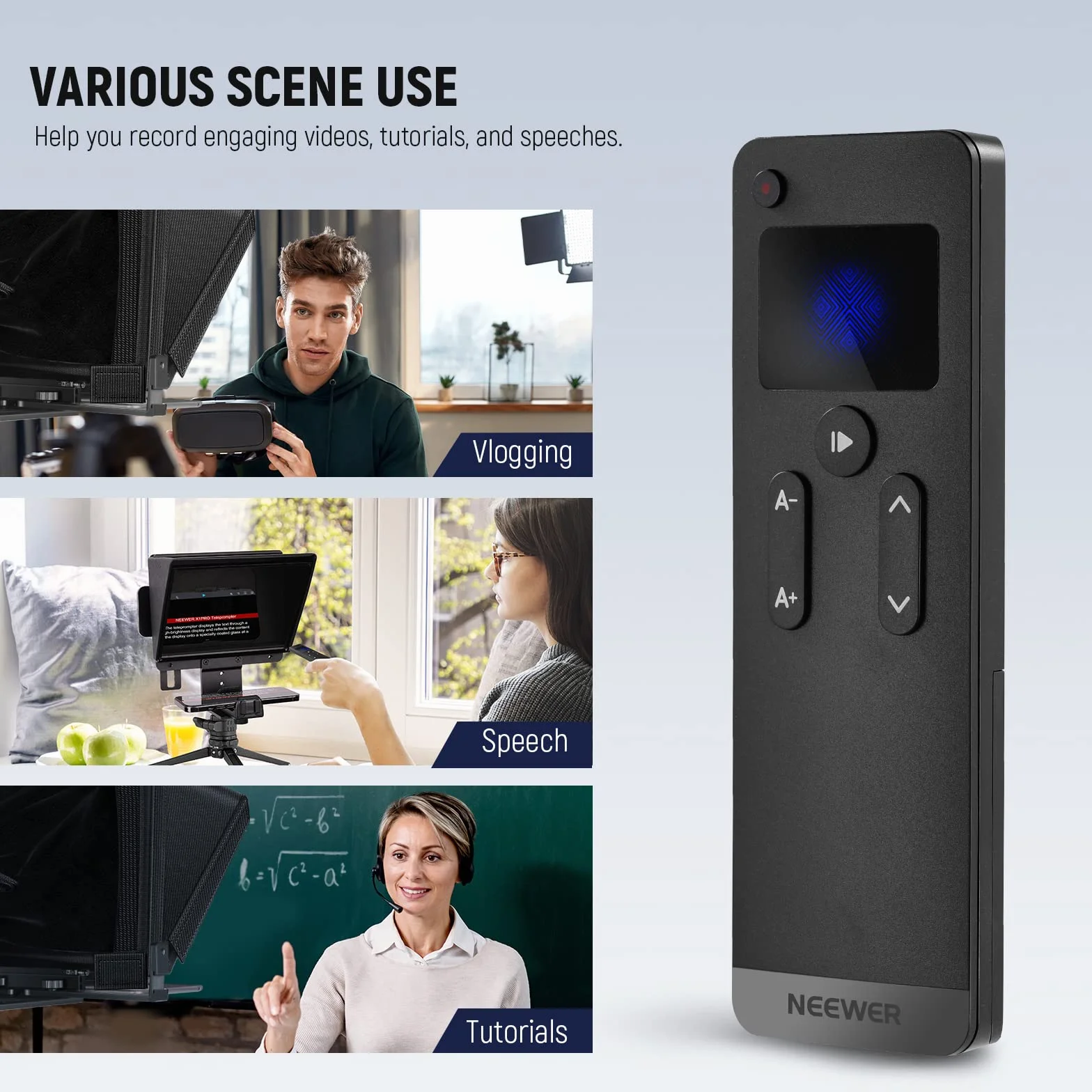 Neewer RT113 zdalna aplikacja teleprompter, ulepszona o bezpośrednie połączenie Bluetooth i cichy przycisk, kompatybilna ze smartfonami i tabletami z systemem iOS Android do X17 II/X16/X12/X14 itp