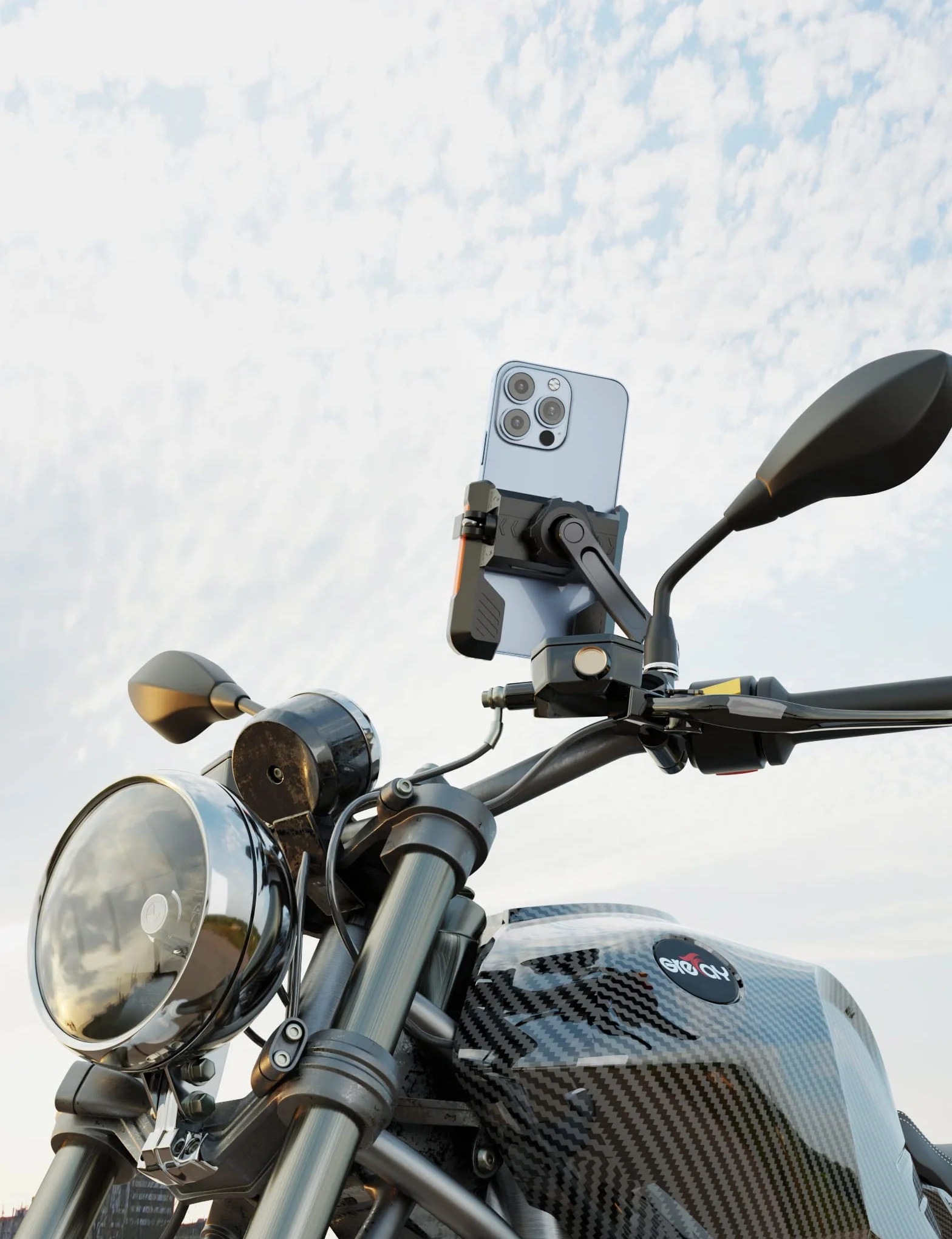 Grefay Motocykl Uchwyt na Telefon uchwyt na Kierownicę Motocykl Uchwyt na Telefon Lusterko Wsteczne (2 Metody Połączenia + 1 S Szybki Demontaż) z 360 Obrotem Dla Smartfona 4.0-7.0 Cala