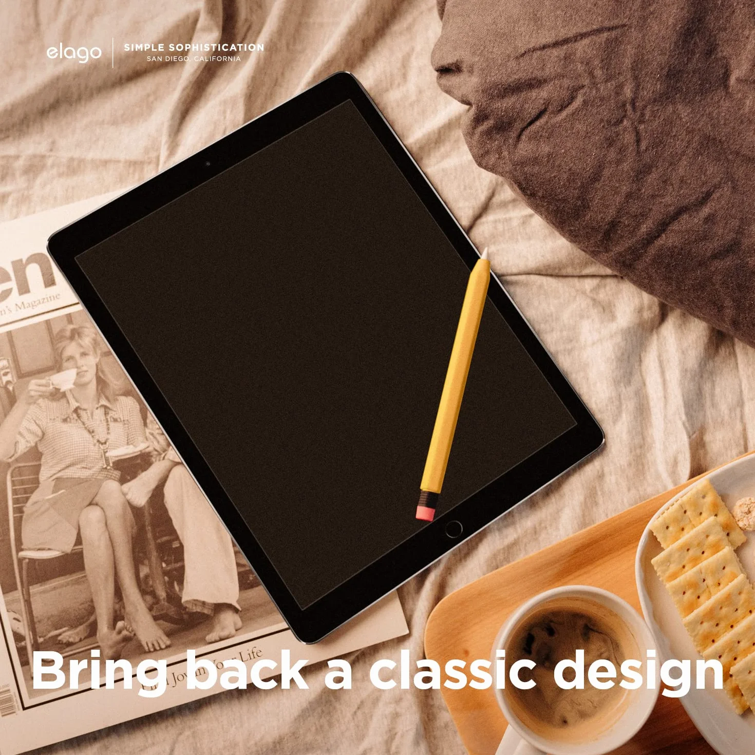 elago Classic Pencil Case Kompatybilny z Apple Pencil First Generation, klasyczny design, trwały silikon (żółty)