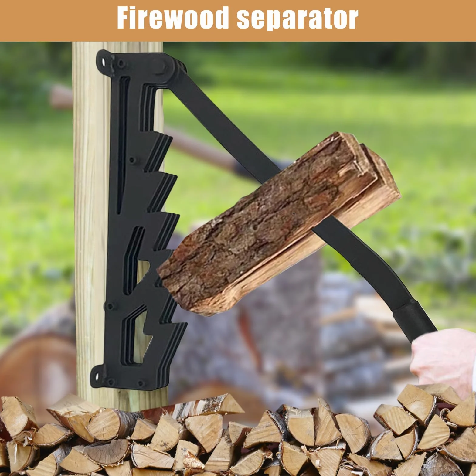 Ręczny rozdzielacz do drewna, 2023 New Wall Mount Firewood Splitter Suit, ze stali węglowej, do użytku wewnątrz i na zewnątrz (zestaw 4)