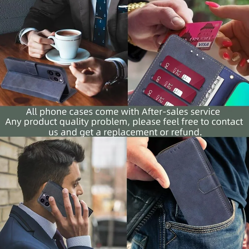 RankOne Etui ochronne do Motorola Moto Edge 50 (6,55 cala), skórzany portfel z klapką pokrowiec magnetyczny książkowy zderzak - niebieski