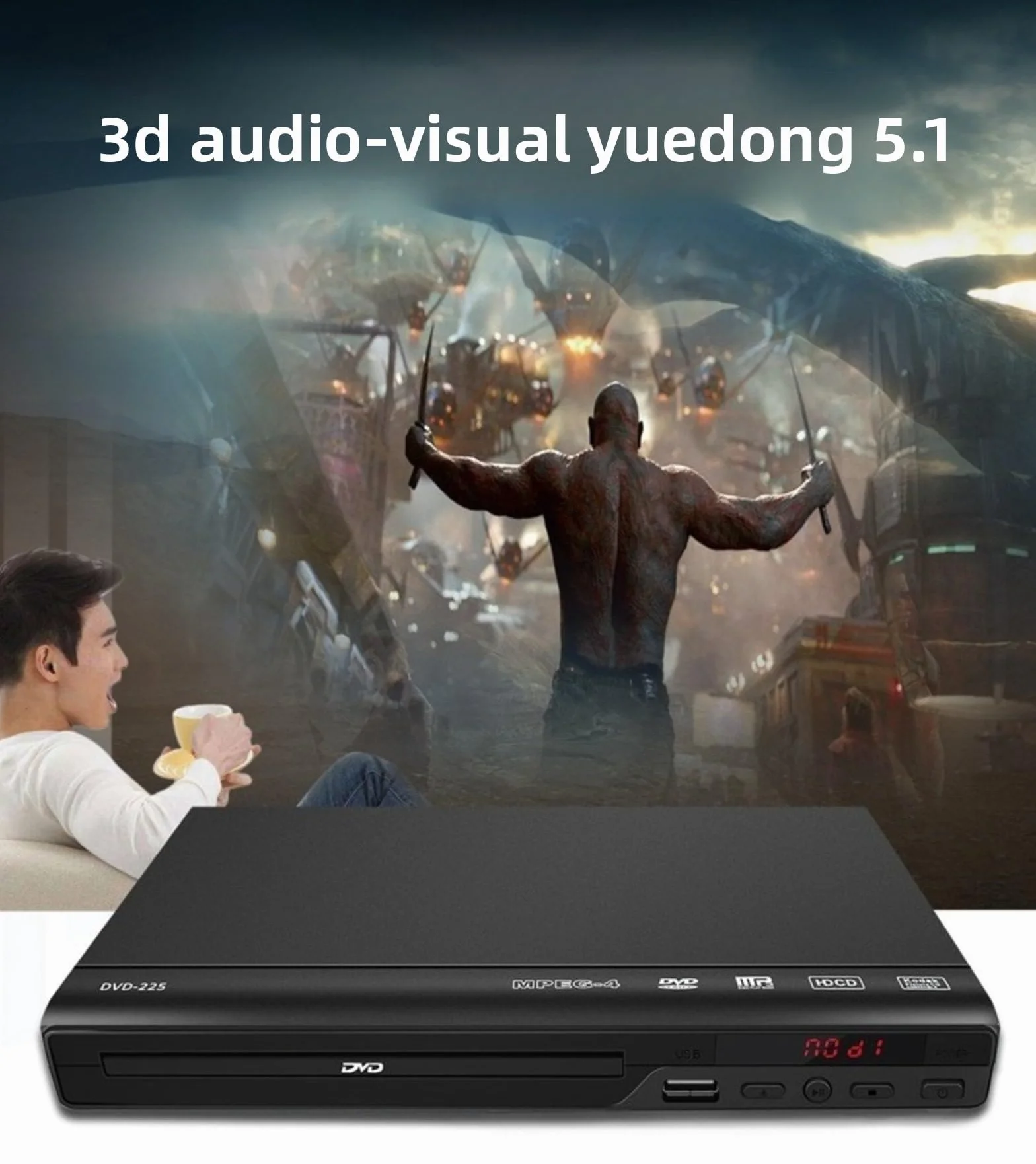 Region Free odtwarzacz DVD, 1080p HDMI USB, pilot i kable | Odtwarzacz DVD bez regionu 1080p, skalowanie HDMI, multimedia USB, kompaktowy przenośny, pilot i wszystkie kable, nie Blu-ray