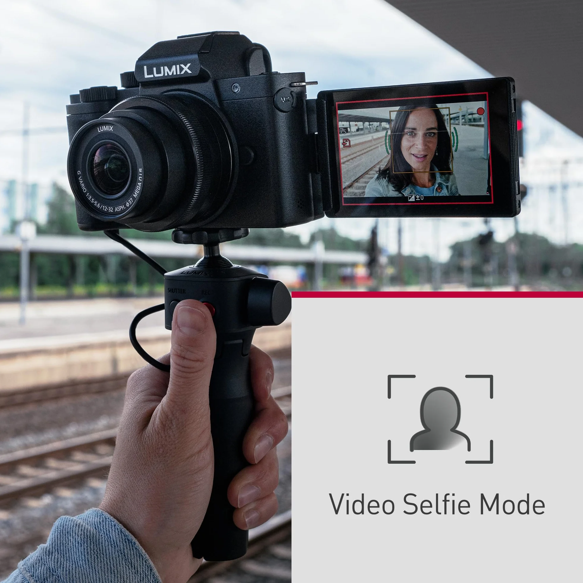 Panasonic Lumix DC-G100DKEGK Mikro Cztery Trzecie Bezlusterkowa kamera z obiektywem Lumix G Vario F3.5-5.6, 20.3MP, 4K 30p i FHD 60, Kamera Vloging, Monitor Wolny Kąt, USB-C, Czarny