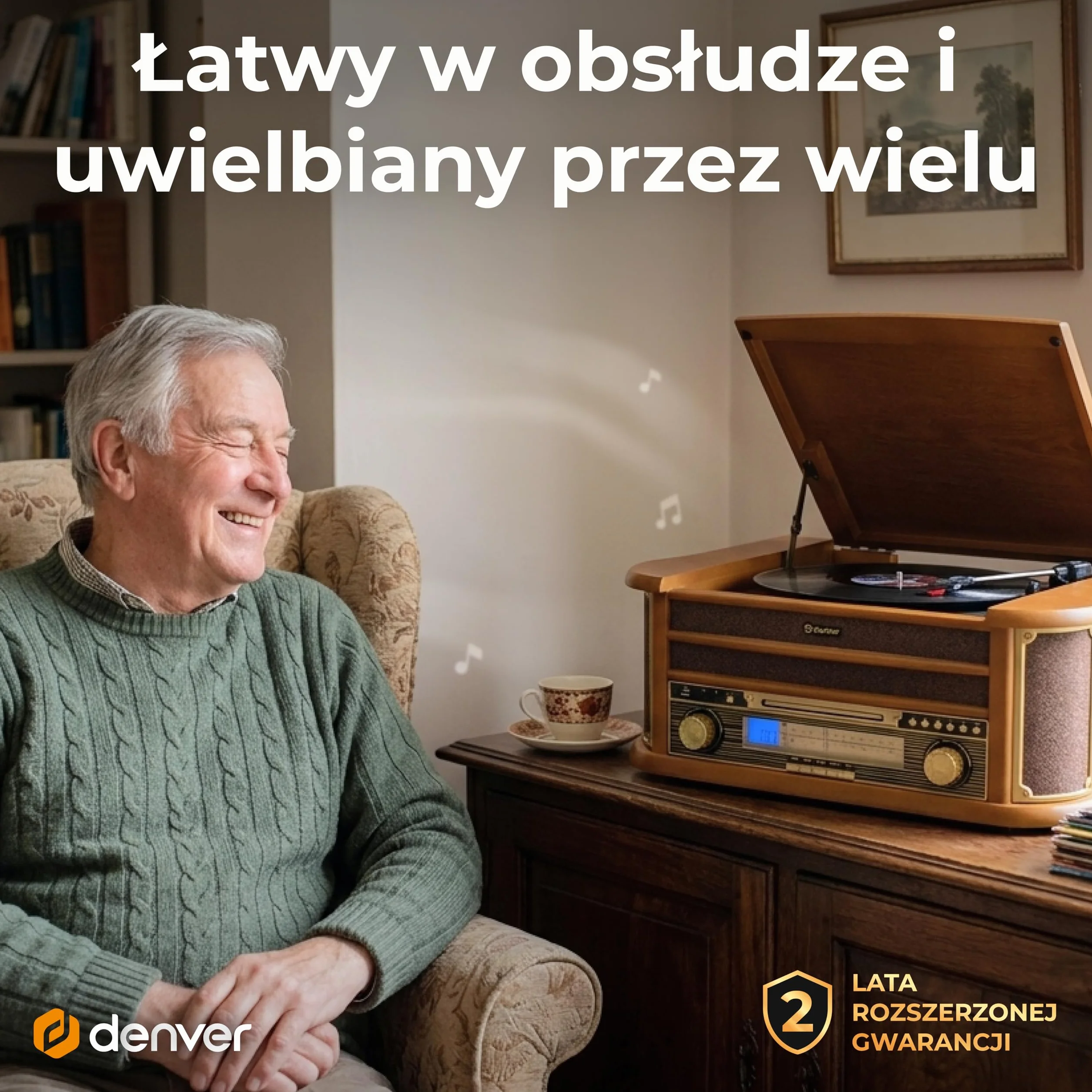 Denver MRD-51 DAB+, radio FM/AM z odtwarzaczem CD, kasetowym i gramofonem, wygląd drewna