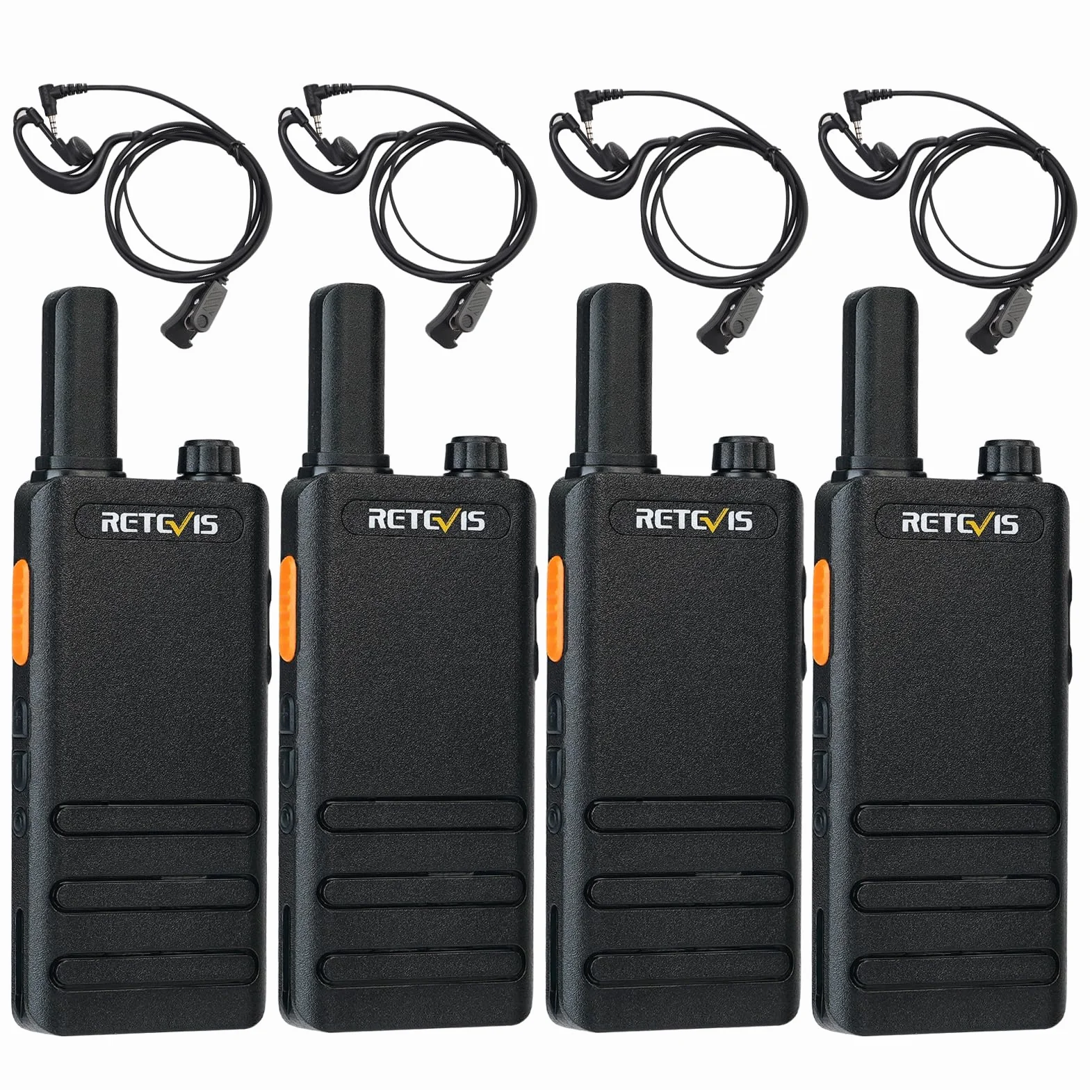 Retevis RT622P Walkie Talkie Mini, 15mm Ultra-cienki, USB-C Akumulator Krótkofalówka 1620mAh Bateria, VOX, Profesjonalna Restauracja Walkie Talkie Przenośne ze Słuchawkami (4 Szt., Czarny)