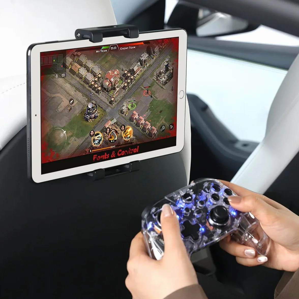 Uchwyt na tablet do Tesla Model 3/Y/S/X wysuwany 28 cm ABS metal silikon