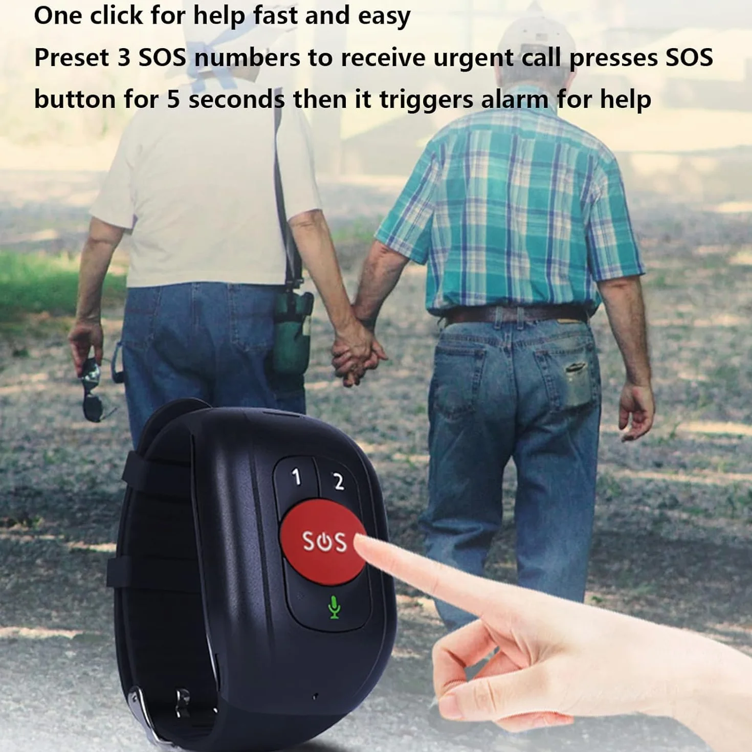 Bransoletka SOS dla osób starszych lokalizator zegarek dla seniorów GPS mobilny lokalizator SOS dla seniorów dziadkowie dzieci w podeszłym wieku mobilny alarm osobisty Połączenia głosowe, czerwony