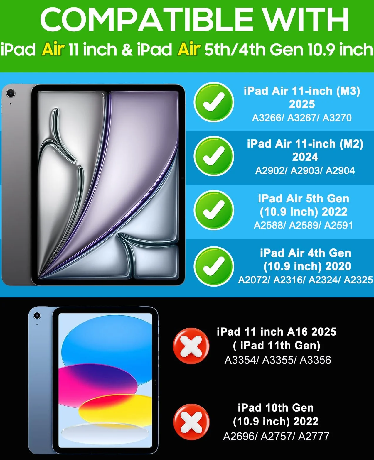 Cantis Etui na iPada Air 27.9 cm (M3) 2025/ (M2) 2024, iPad Air 5./4. generacji (2022/2020) 25.9 cm, wytrzymałe, odporne na wstrząsy, wytrzymałe etui ochronne do i Pad Air 28.9 cm, fioletowe +