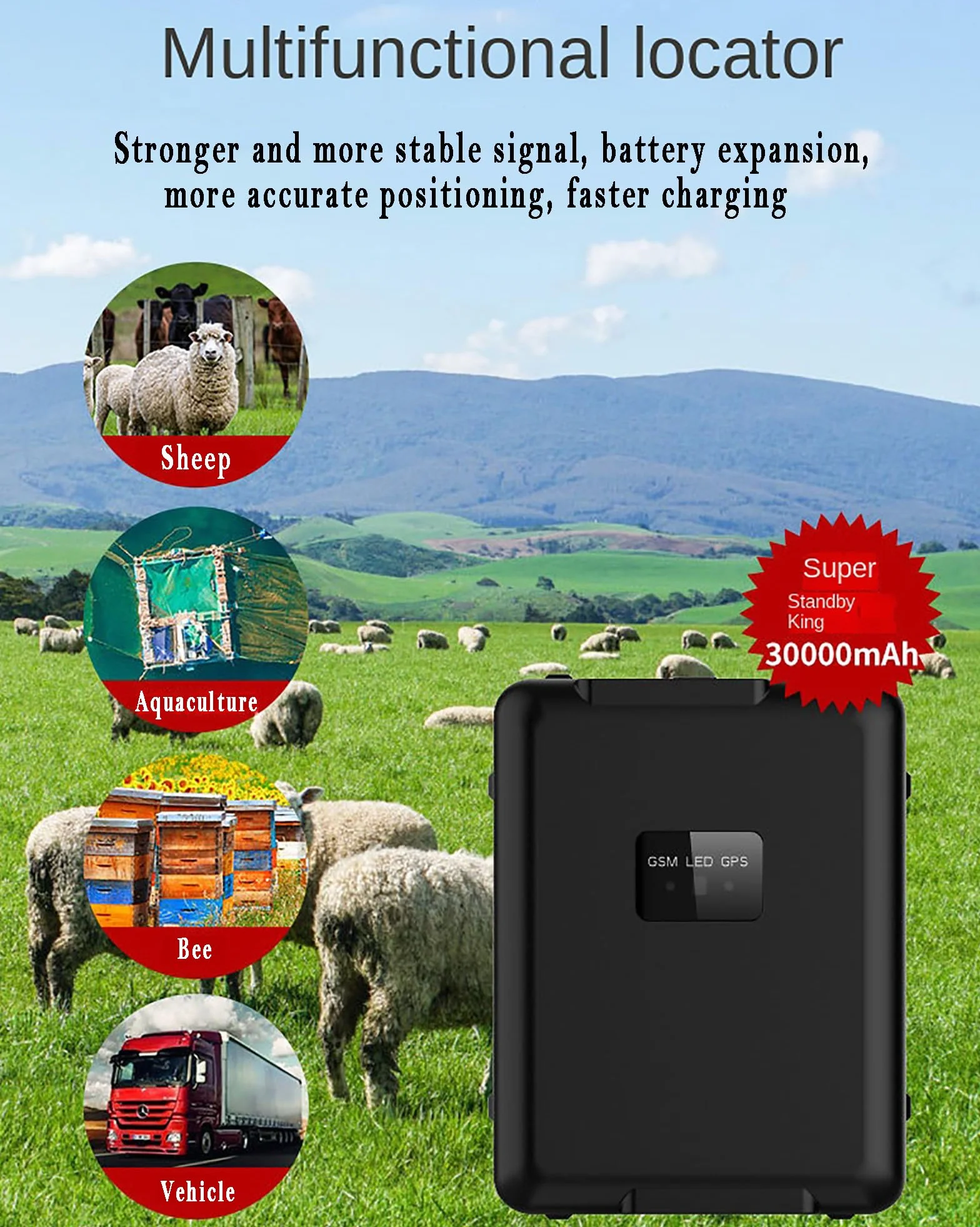Lokalizator GPS Krów, Urządzenie Do Śledzenia Bydła I Owiec W Czasie Rzeczywistym 4G, 20000 MAh, Historyczny Ślad, Pozycjonowanie W Czasie Rzeczywistym, Ustawienie Zasięgu I Alarm Wibracyjny