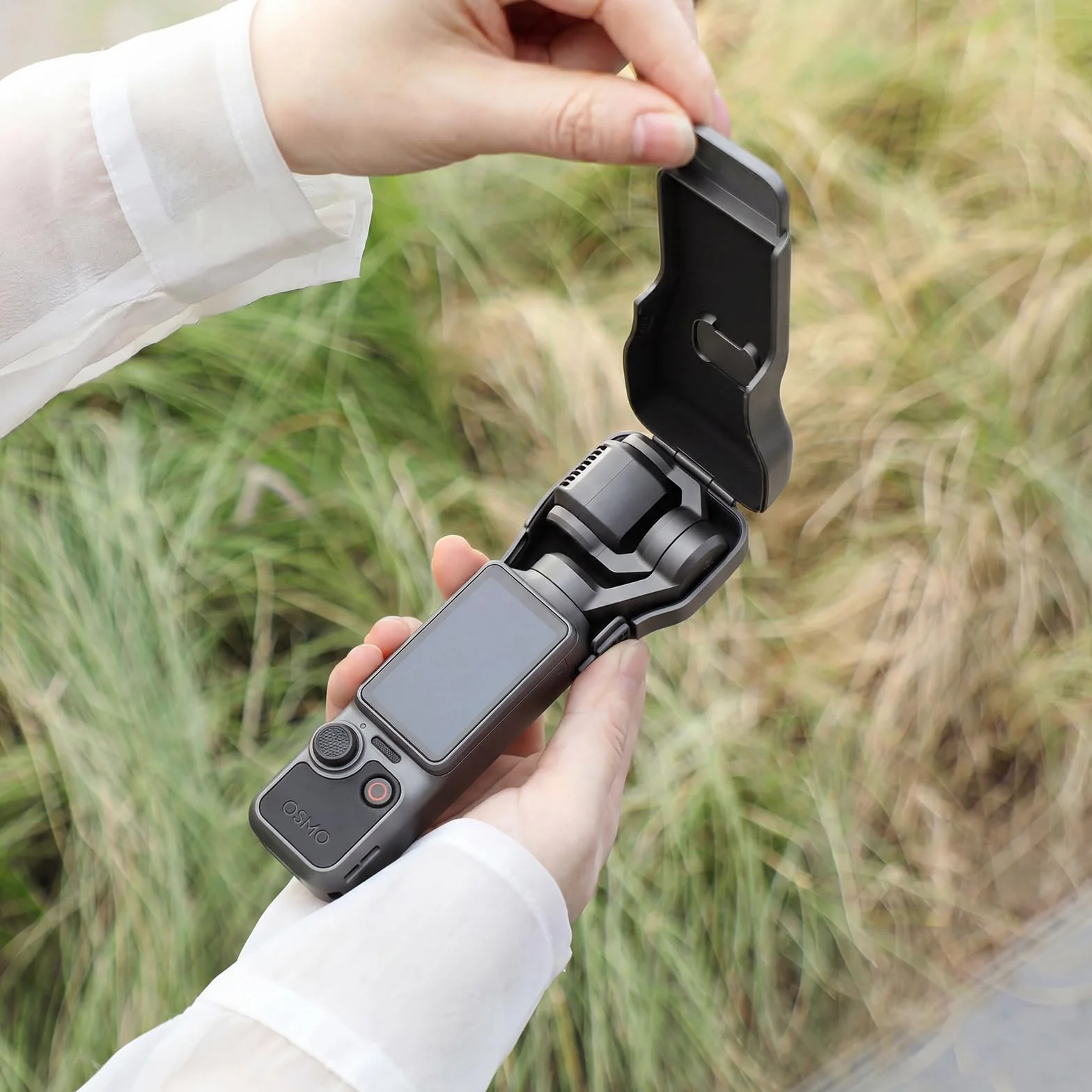 Amazear Pokrywka Ochronna Obiektywu Gimbala dla DJI Osmo Pocket 4/3, Osłona Kamery i Ekranu, Miękka Wewnętrzna Twarda Obudowa, Czarna