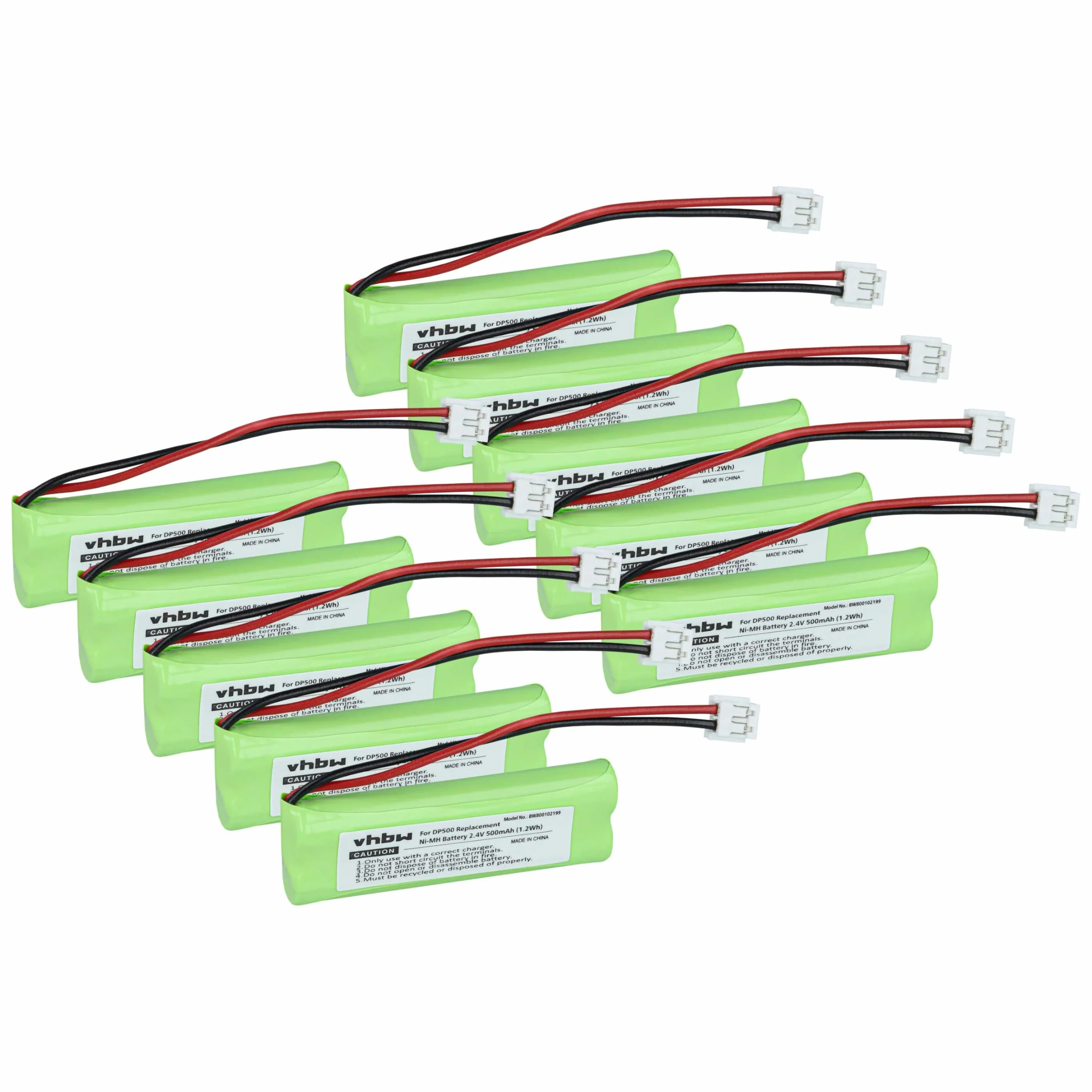 vhbw 10 x bateria zamienna do GPHC05RN01, GP1010, VTHC04RN00, VT50AAAALH2BMJZ do bezprzewodowego telefonu stacjonarnego (500 mAh, 2,4 V, NiMH)