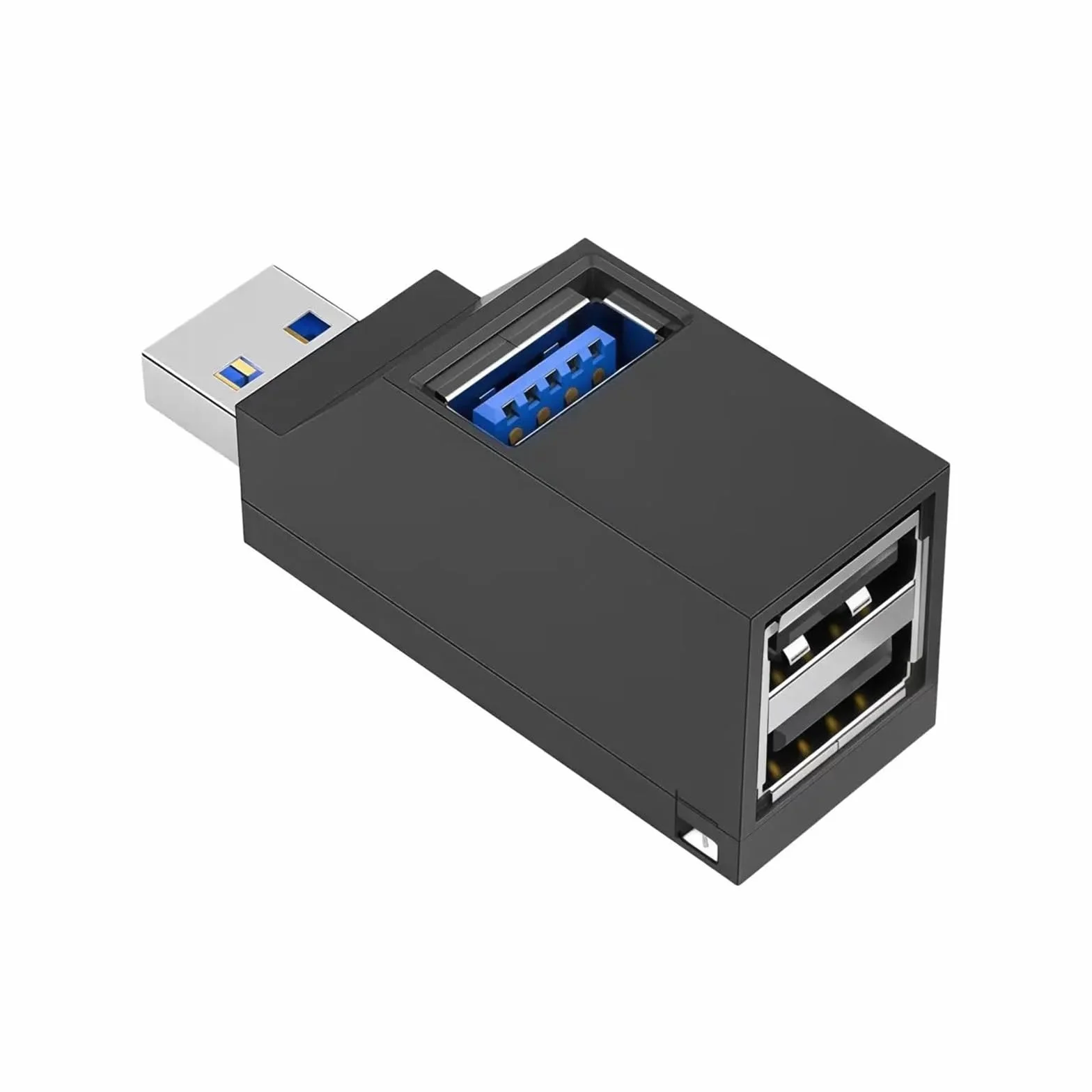Hub USB 3.0 3-portowy adapter USB-A dystrybutor, Plug & Play, nie wymaga sterownika do laptopa PC samochodu Mac Pro (czarny 1 szt.)