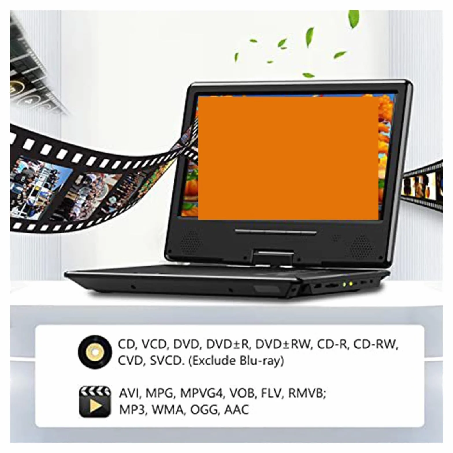 Przenośny odtwarzacz DVD HD o przekątnej 12,5 cala — odtwarzacz wideo wysokiej rozdzielczości z obsługą bezprzewodowej technologii Bluetooth