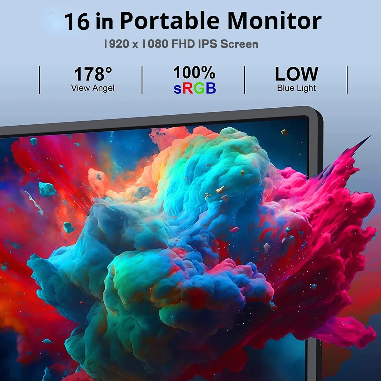 Przenośny Monitor z Ekranem Dotykowym, 16-calowy Wyświetlacz HD 1920x1200 60 Hz Wbudowane Dwa Głośniki, Port HDMI Typu C, Zewnętrzny Monitor do Gier do Laptopa do Przełącznika