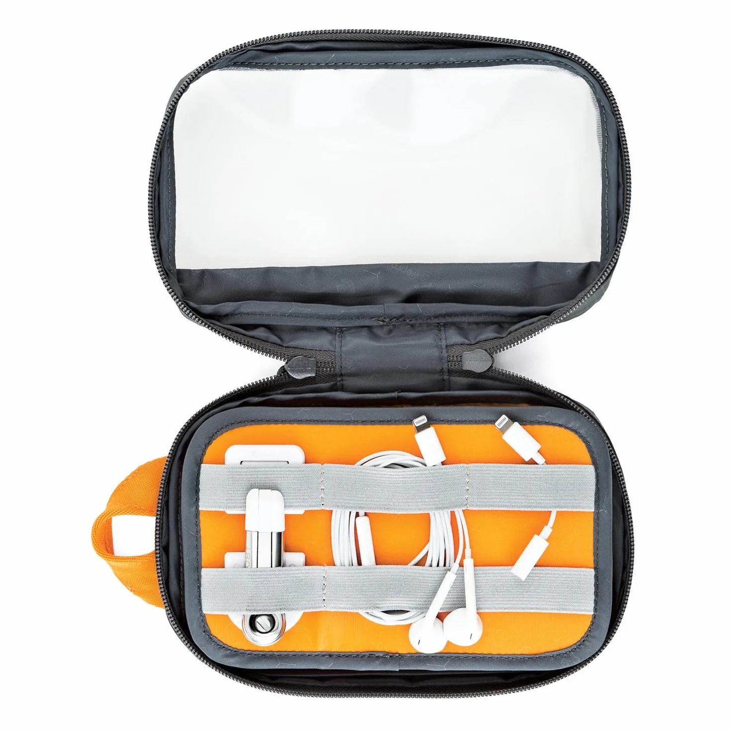 Lowepro GearUp Pouch Mini, etui podróżne na kable telefoniczne, kable, adaptery, baterie, ładowarki i pamięci USB, etui na akcesoria do smartfona, wykonane z tkaniny z recyklingu, szare