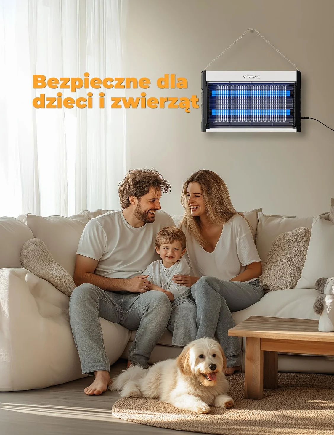 YISSVIC Lampa przeciw komarom Elektryczna lampa UV LED, zabijanie owadów w pomieszczeniach przeciw komarom, muchom i innym latającym owadom 2M