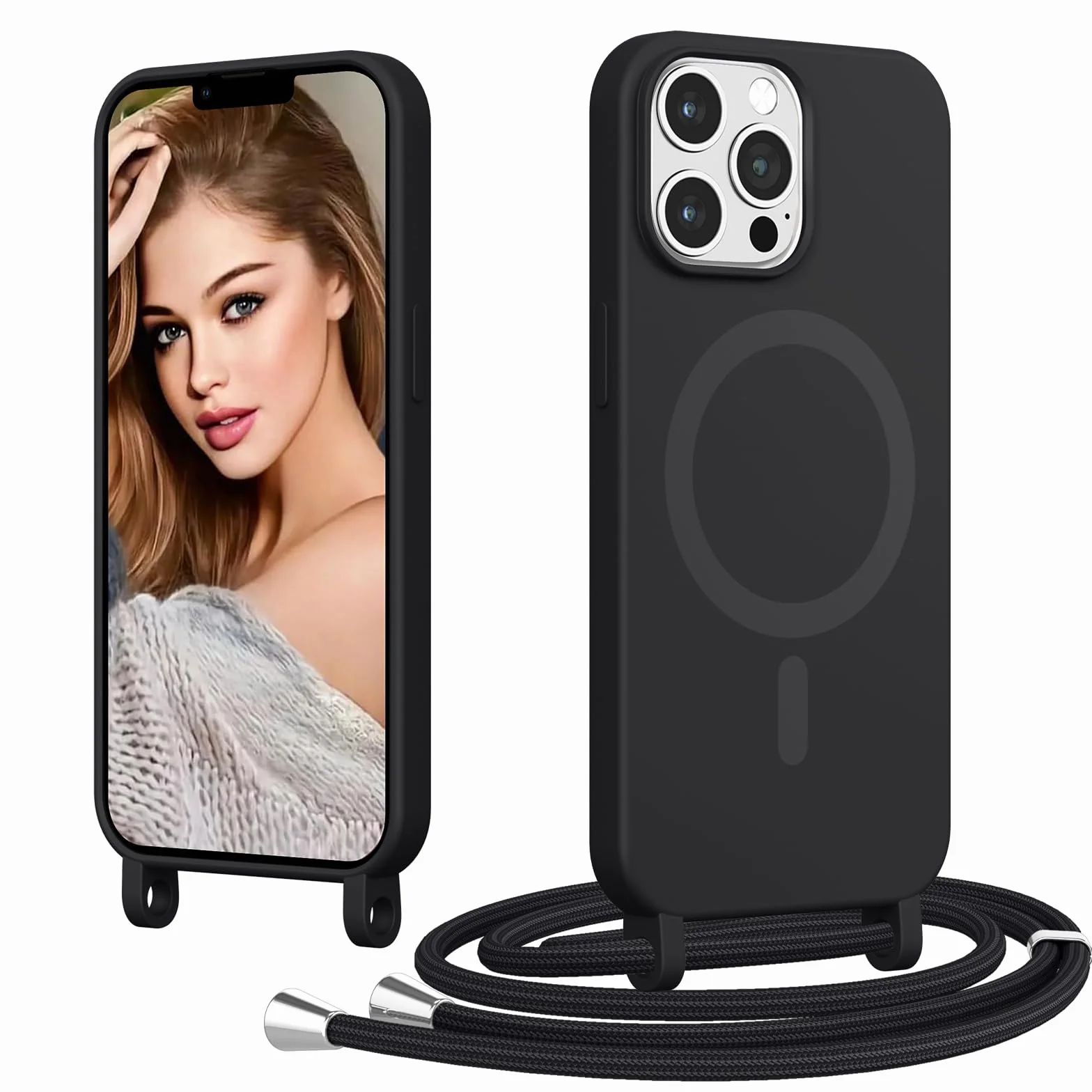 Etui na telefon iPhone 12 Pro Max MagSafe magnetyczne na szyję czarne