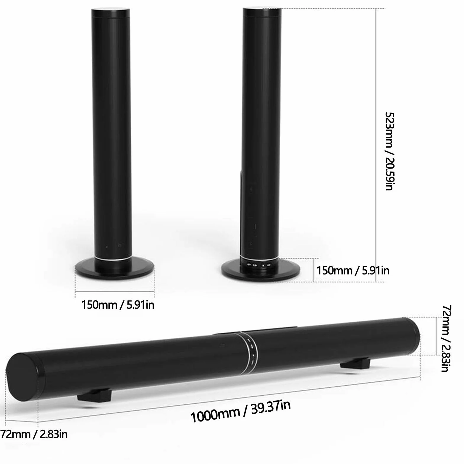 Tangxi Głośnik Telewizora, Głośnik Stereofoniczny Dźwięk Przestrzenny Bluetooth 3D o Mocy 100 W, 3 Tryby EQ Odłączany z Efektem Basowym 2 W 1 do Kina Domowego (wtyczka UE)
