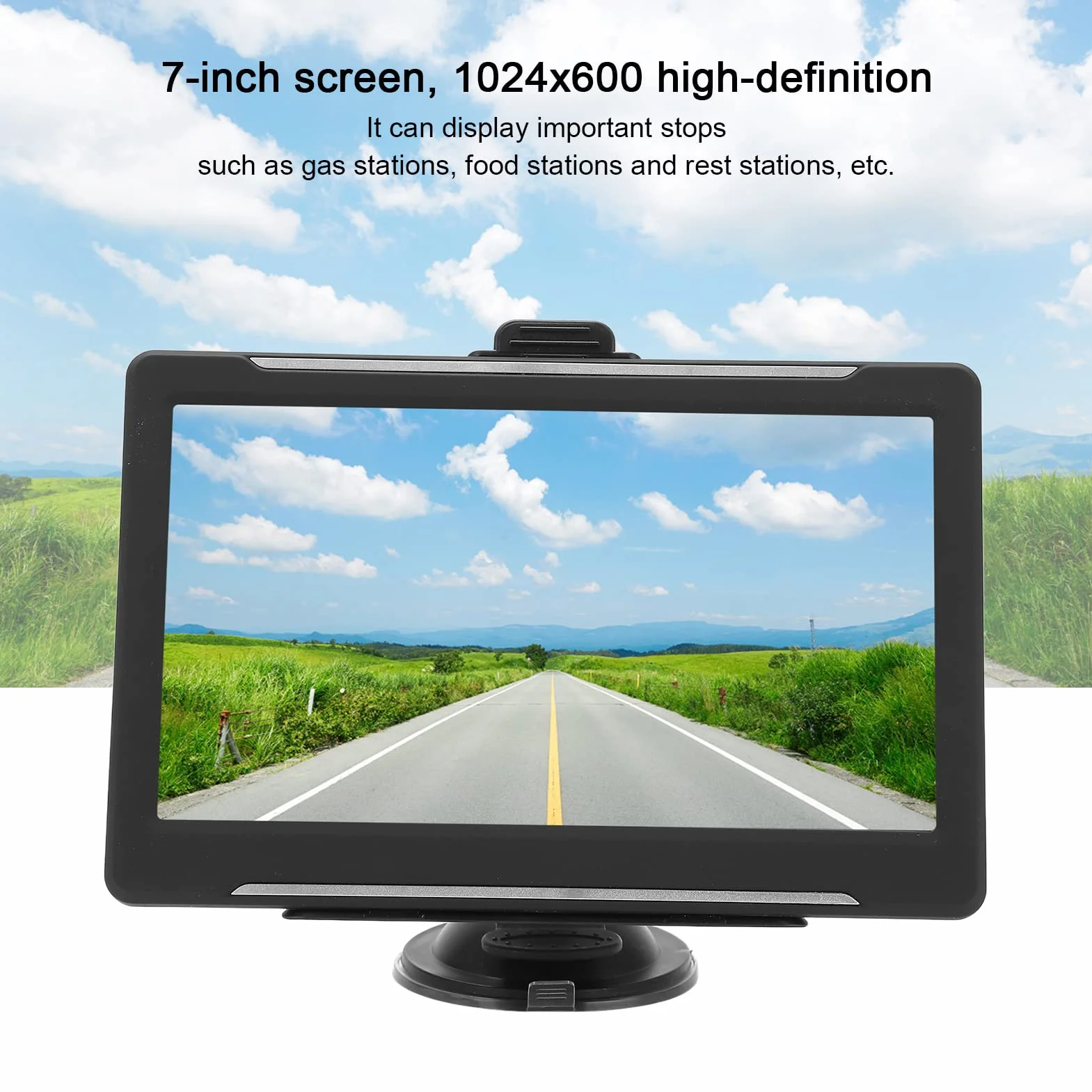 Nawigacja GPS do samochodu, 7-calowy ekran 8 GB 256 MB WIFI GPS Navigator 180 W 1024X600 HD Łatwy do zobaczenia w trybie offline GPS samochodowy z przewodnikiem głosowym, system ostrzegawczy