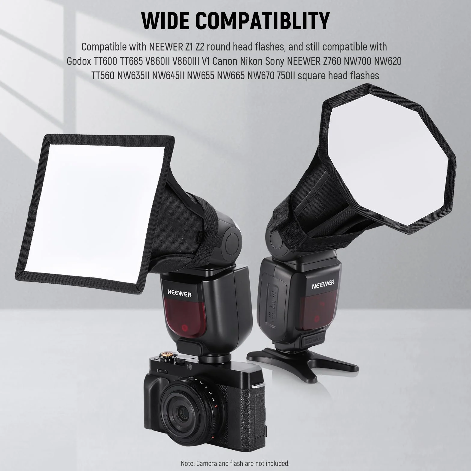 NEEWER Ulepszony dyfuzor błyskowy Speedlight Softbox, składany, 2 sztuki, (15 cm, ośmiokątny, 15 cm x 12,7 cm) do okrągłych lamp błyskowych Z2 Z1 V1 i kompatybilny z Godox Sony Nikon Canon Flash, NS5P
