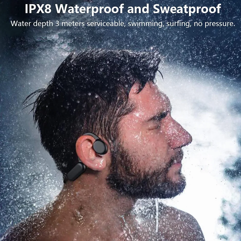 Słuchawki do pływania Bluetooth 5.0, 8 GB, do pływania, odtwarzaczy MP3, wodoodporne bezprzewodowe słuchawki sportowe IPX8, otwarte ucho, podwodne słuchawki do biegania, jazdy na rowerze,