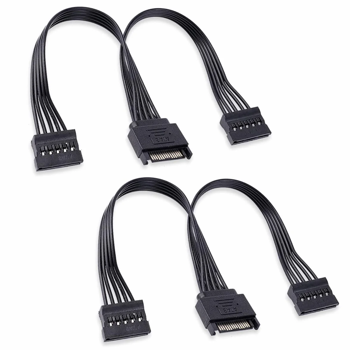 GERUI 2 sztuki 15 pin SATA Power Y rozdzielacz kabel, męski na żeński - 31 cm, czarny