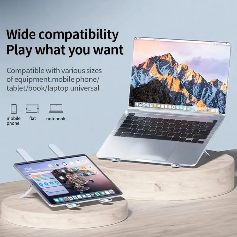 Podstawka pod laptopa, Laptop Cooler Base Stand Dual Fan Foldable Laptop Cooling Pad Aluminum Portable Bracket Akcesoria biurowe(Gray)