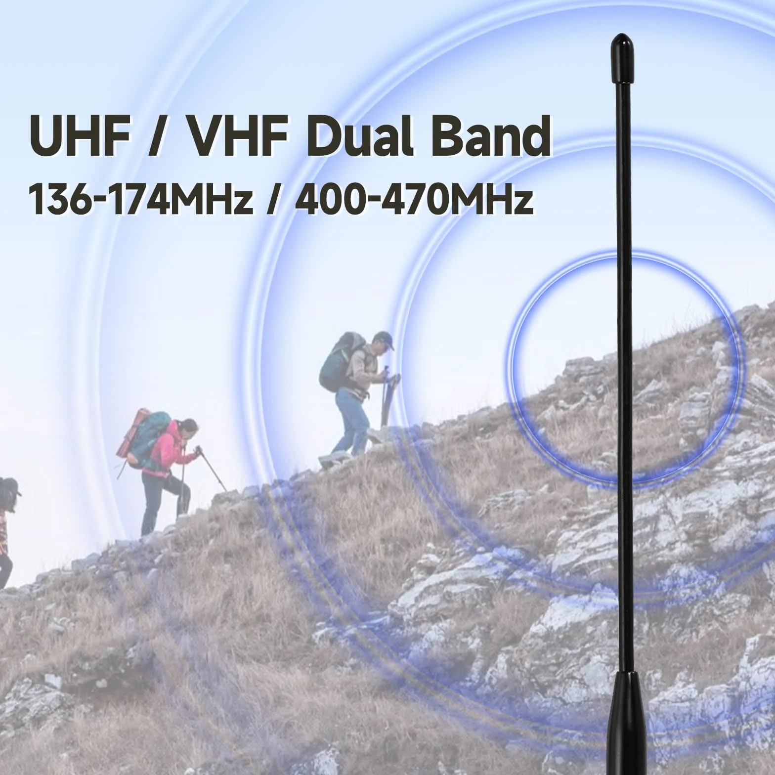 Superbat Antena wysokiego zysku 2,15 dBi VHF/UHF136-174MHz/400-470 MHz miękka antena dwuzakresowa złącze SMA kompatybilna z UV5R, UV5RA, UV-5RB, 5RC itp