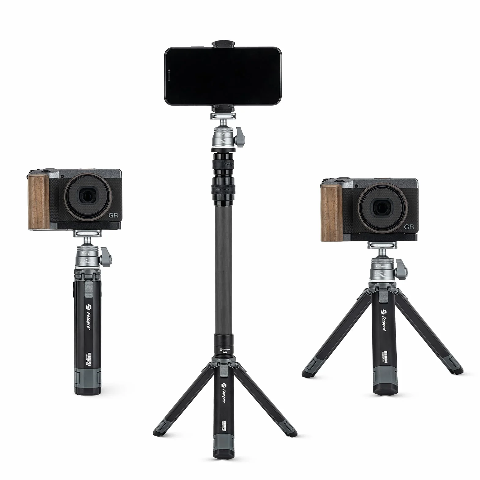 Fotopro Mini statyw do aparatu z rurą przedłużającą z włókna węglowego 90 cm 360 stopni głowica kulowa wysuwana profesjonalna lustrzanka DSLR statyw do aparatu Nikon Canon Sony iPhone Vlog maks. obciążenie 3 kg 6,61 lbs