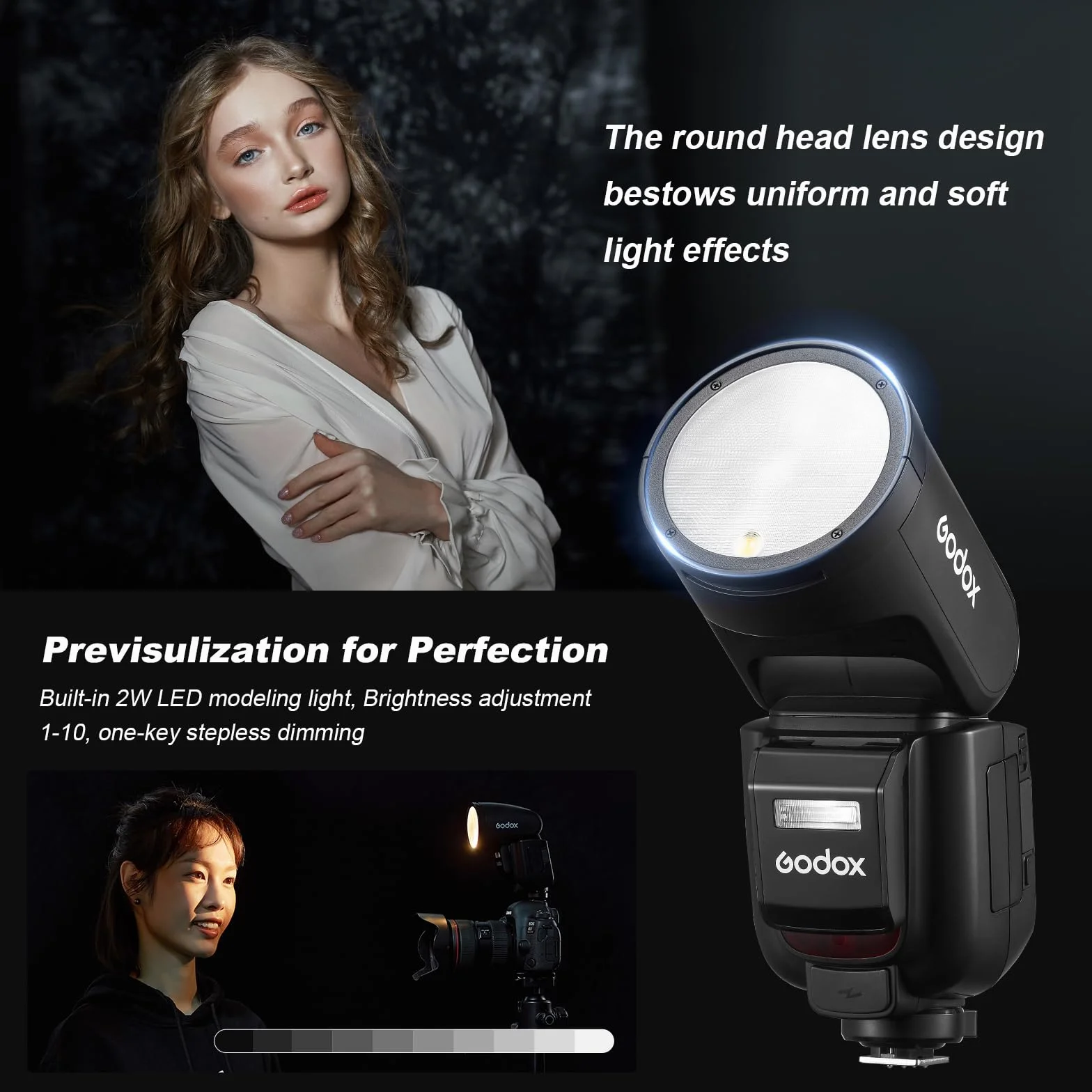 Godox V1PRO-C V1Pro C okrągła głowica lampa błyskowa lampa błyskowa TTL Speedlite 2.4G Wireless TTL Speedlight Strobe, 76 W HSS 1/8000s z baterią litowo-jonową do kamer Canon